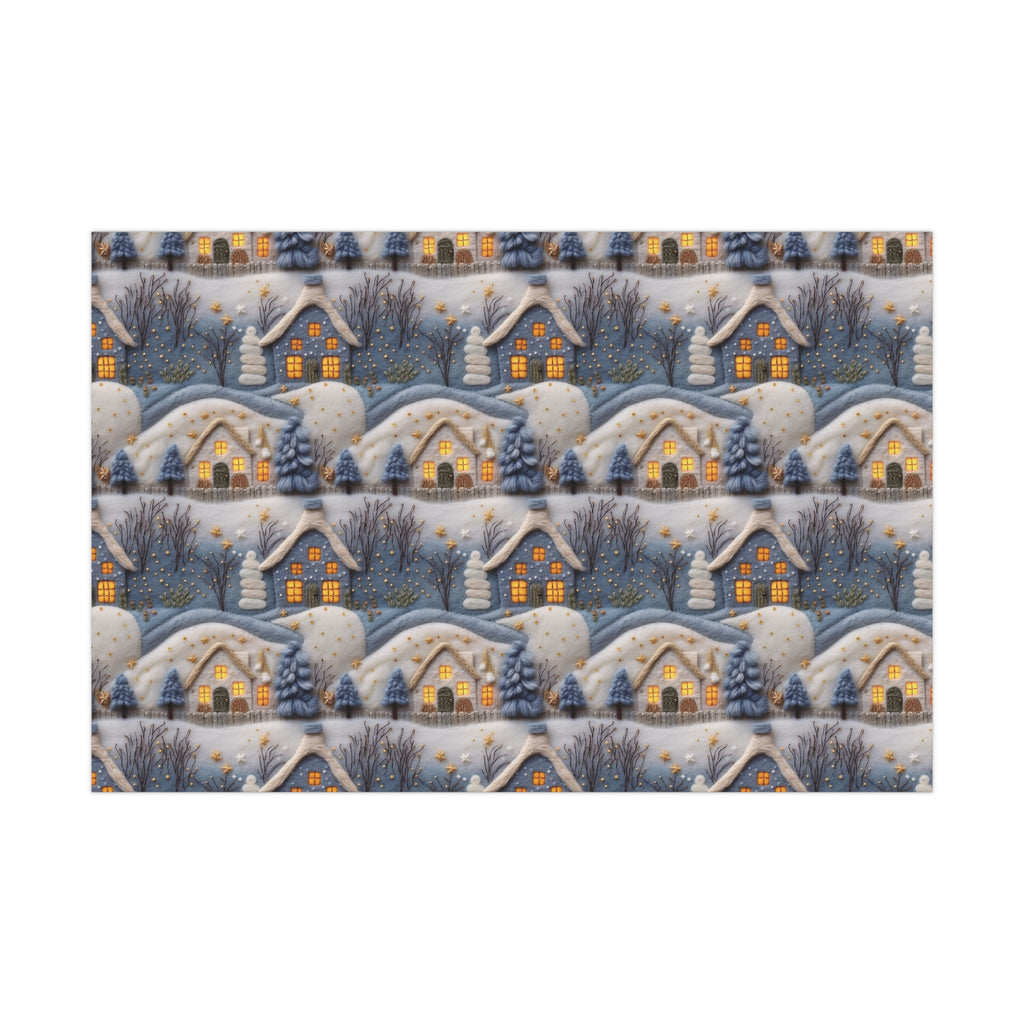 3D Felt Illusion Blue Houses Wrapping Paper Premium Gift Wrap with Unique Textured Design, Perfect for Birthdays, Holidays, and Special Occasions - Eye-Catching and Stylish - MRSBYVALLE