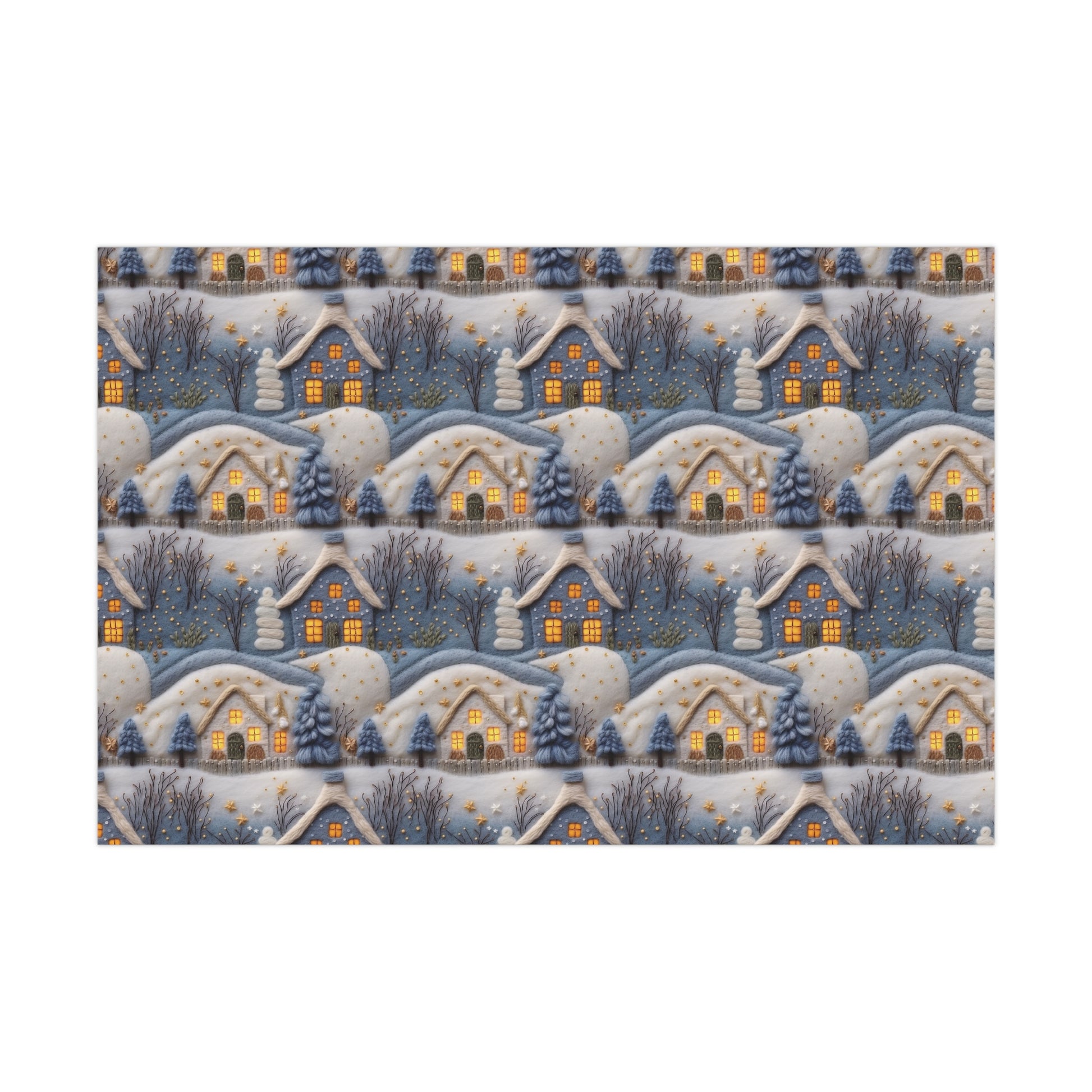 3D Felt Illusion Blue Houses Wrapping Paper Premium Gift Wrap with Unique Textured Design, Perfect for Birthdays, Holidays, and Special Occasions - Eye-Catching and Stylish - MRSBYVALLE