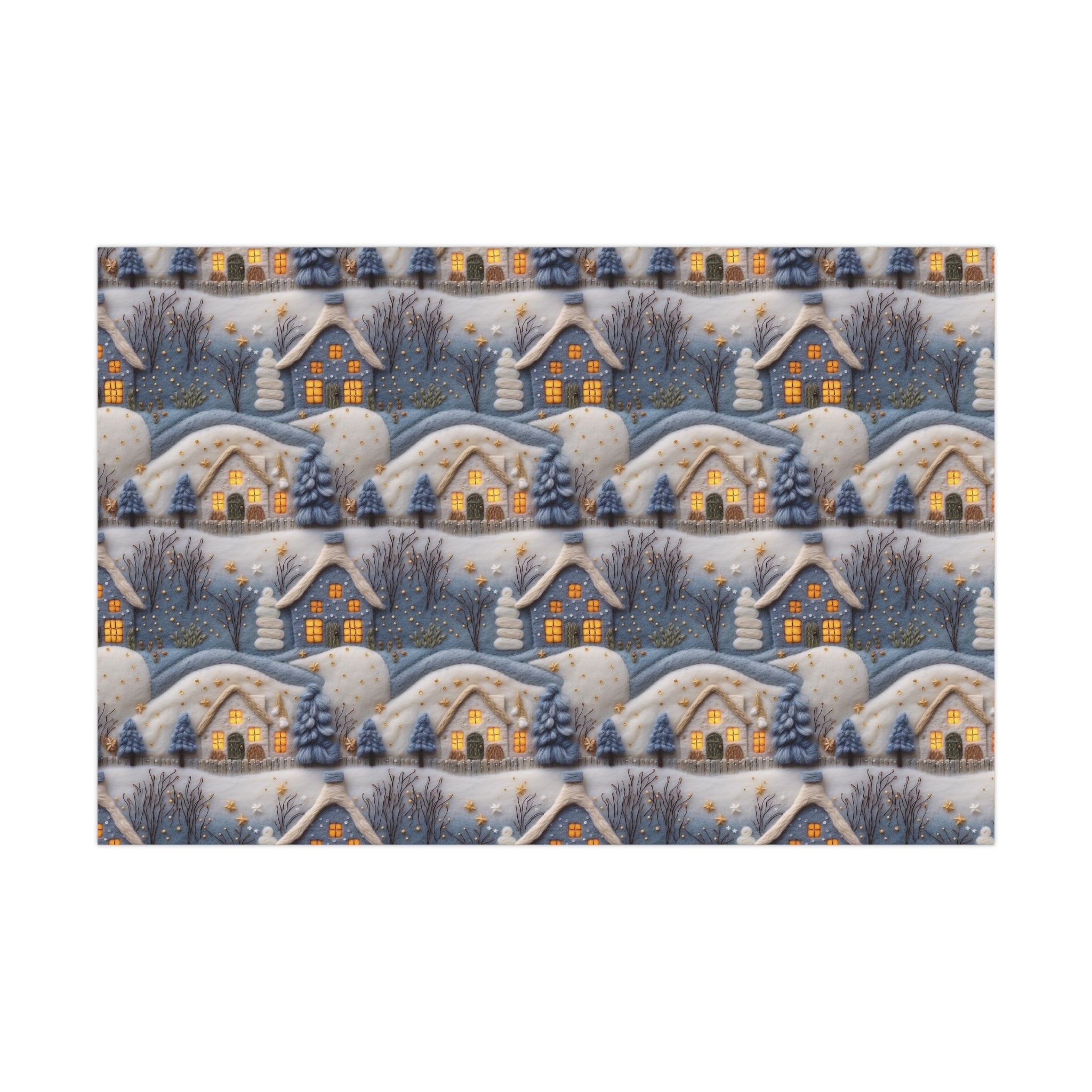3D Felt Illusion Blue Houses Wrapping Paper Premium Gift Wrap with Unique Textured Design, Perfect for Birthdays, Holidays, and Special Occasions - Eye-Catching and Stylish - MRSBYVALLE
