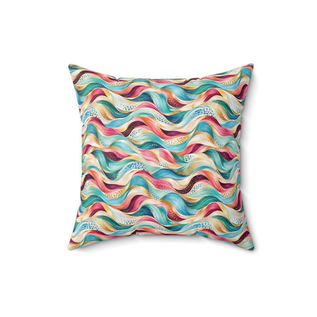 Colorful Abstract Wave Throw Pillow