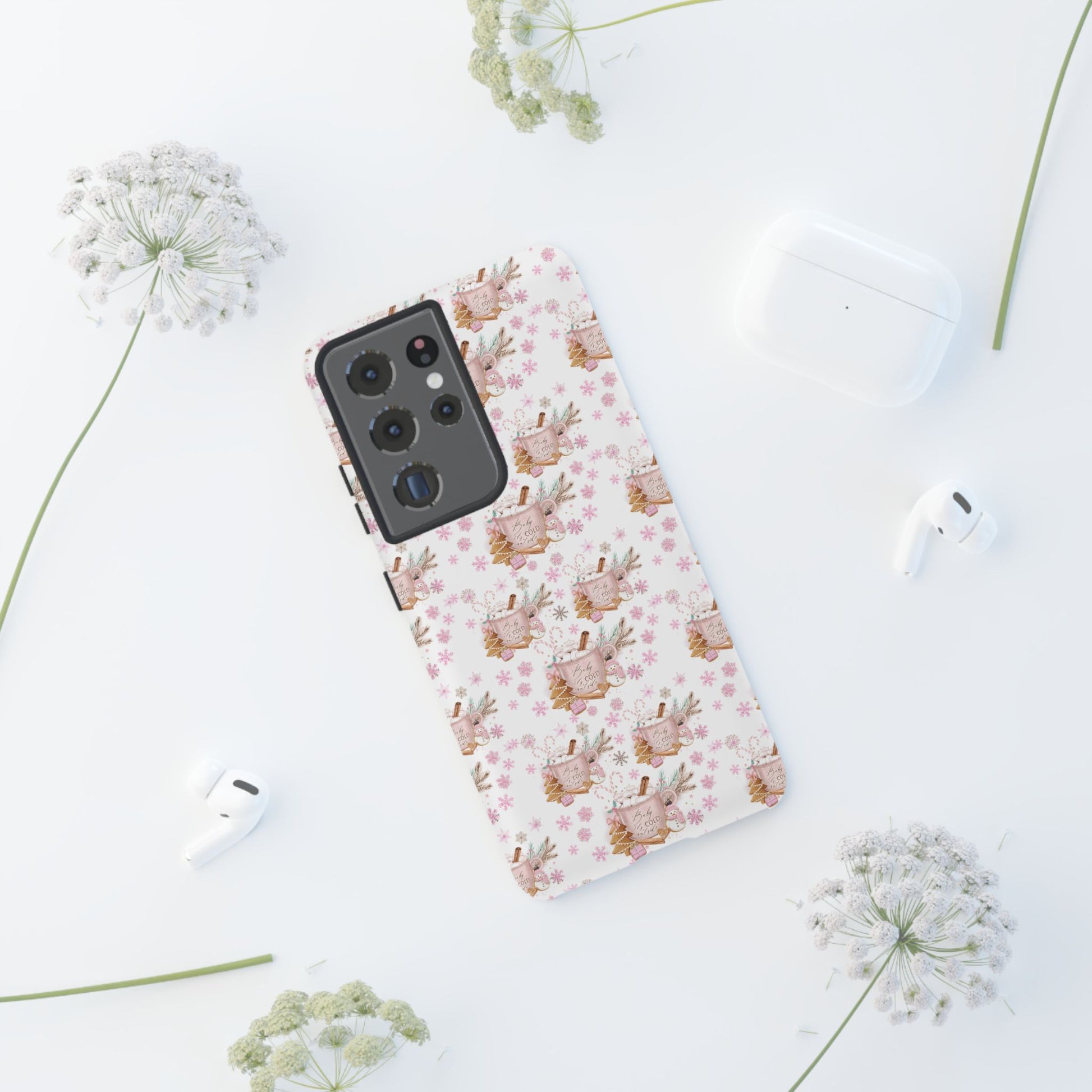 Baby it's Cold Outside Pink and White Phone Case Unique Holiday Protection for Your Device | Stylish & Durable Cover Gift for Her Phone 15, Samsung iPhone Samsung Accessory Gift for Her
