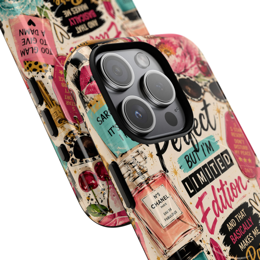 Perfect I'm Limited Edition phone case Tough Magnetic Case has Retro Funny Women's Gift Chic Pink Vintage iPhone & Samsung