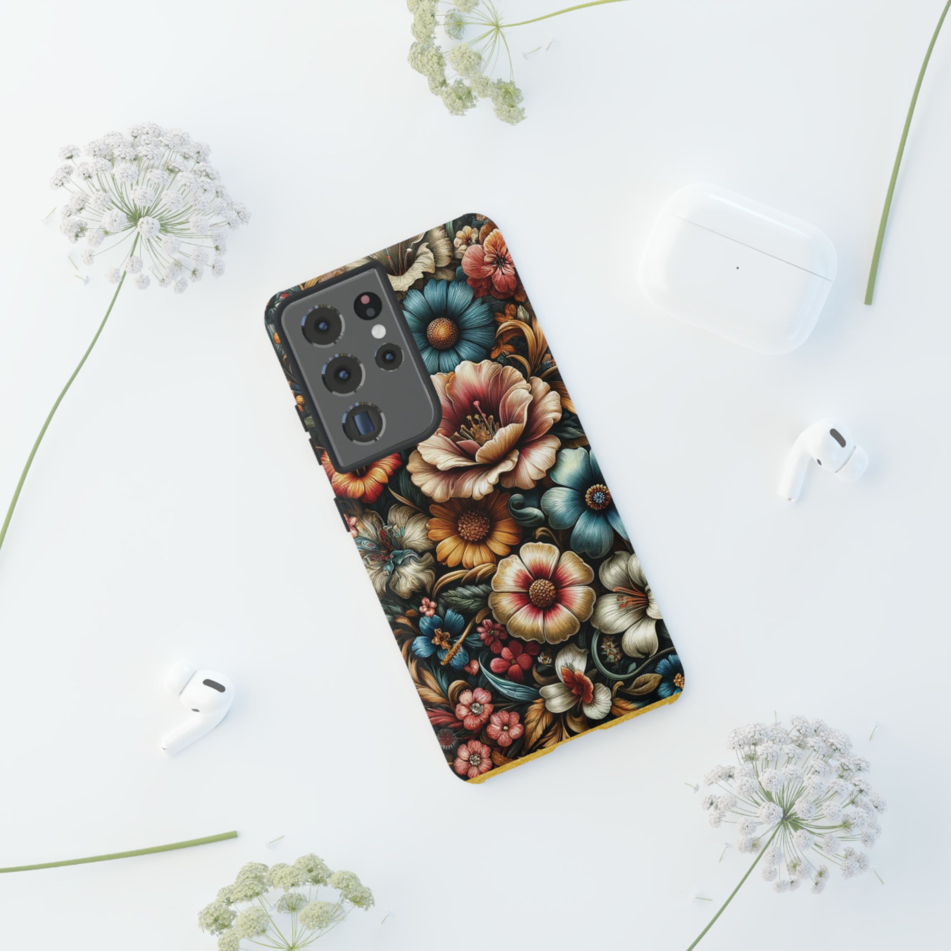 Pastel Floral Design Luxury Phone Tough Case Floral Elegant Durable Stylish for Modern Devices iPhone 15, Samsung iPhone Samsung Accessory Gift for Her.