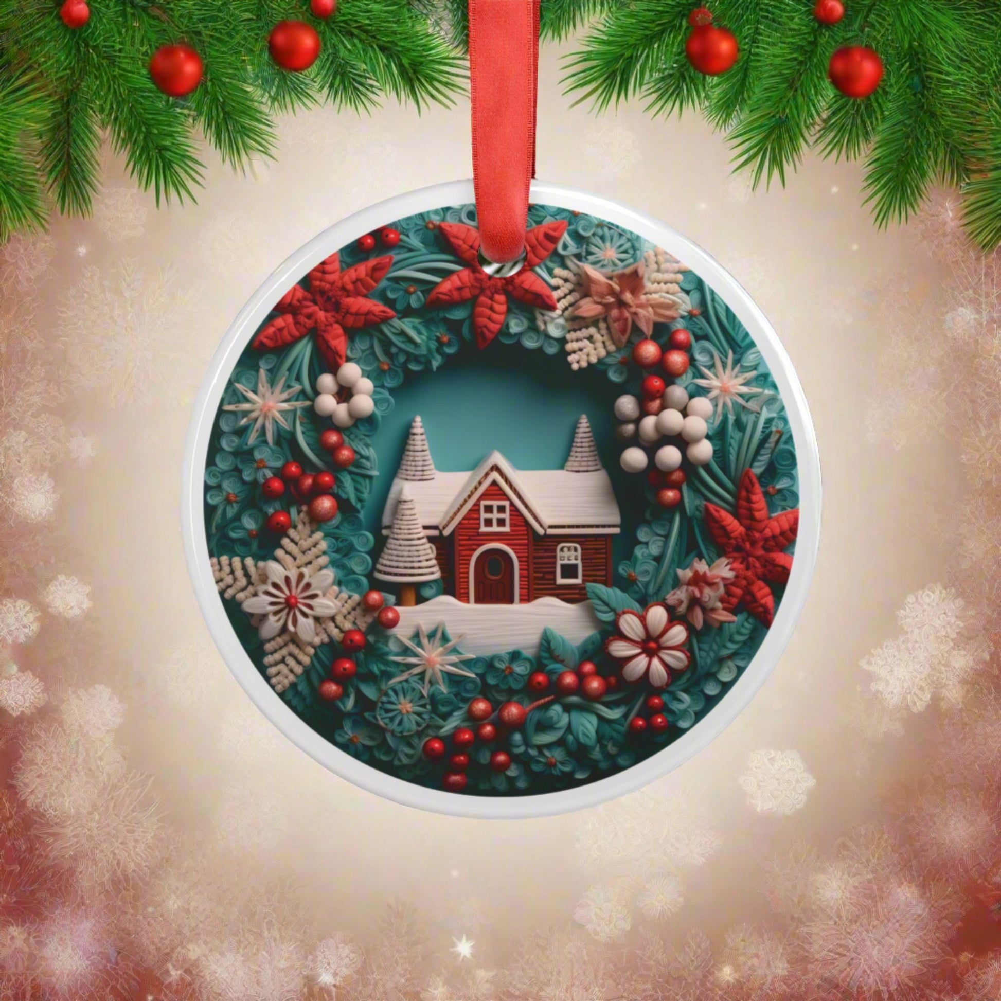 Christmas Flowers and House Ornament - Festive Holiday Décor for Tree, Home, Office | Best Christmas Decoration Gift Ideal for Tree Trimming and Gift Giving - MRSBYVALLE