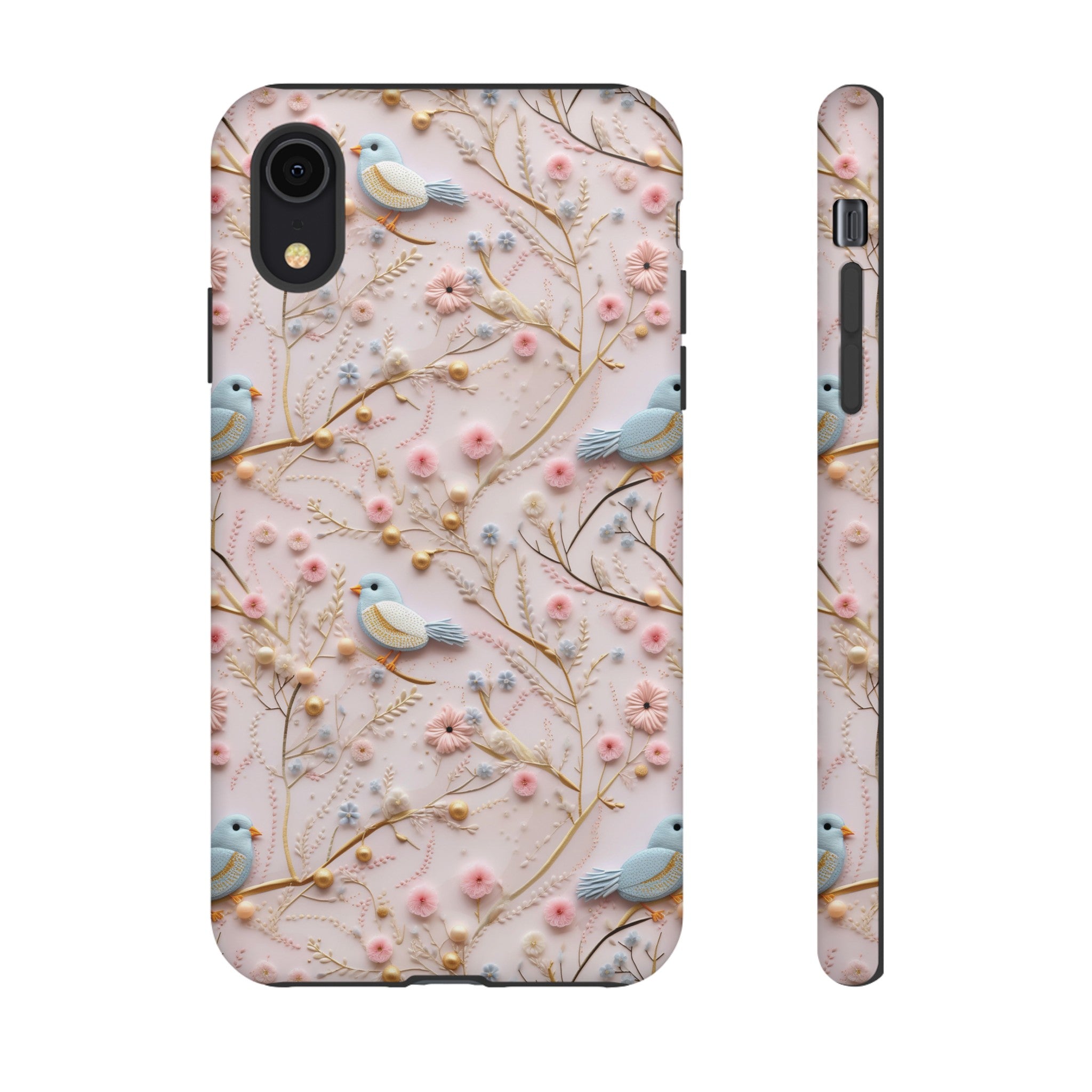 3D Birds Elegant Faux Flowers Phone Case Stylish & Durable for iPhone Samsung Gift iPhone 15, 14, 13 Samsung Pixel Gift for Mom Accessory Gift for Her