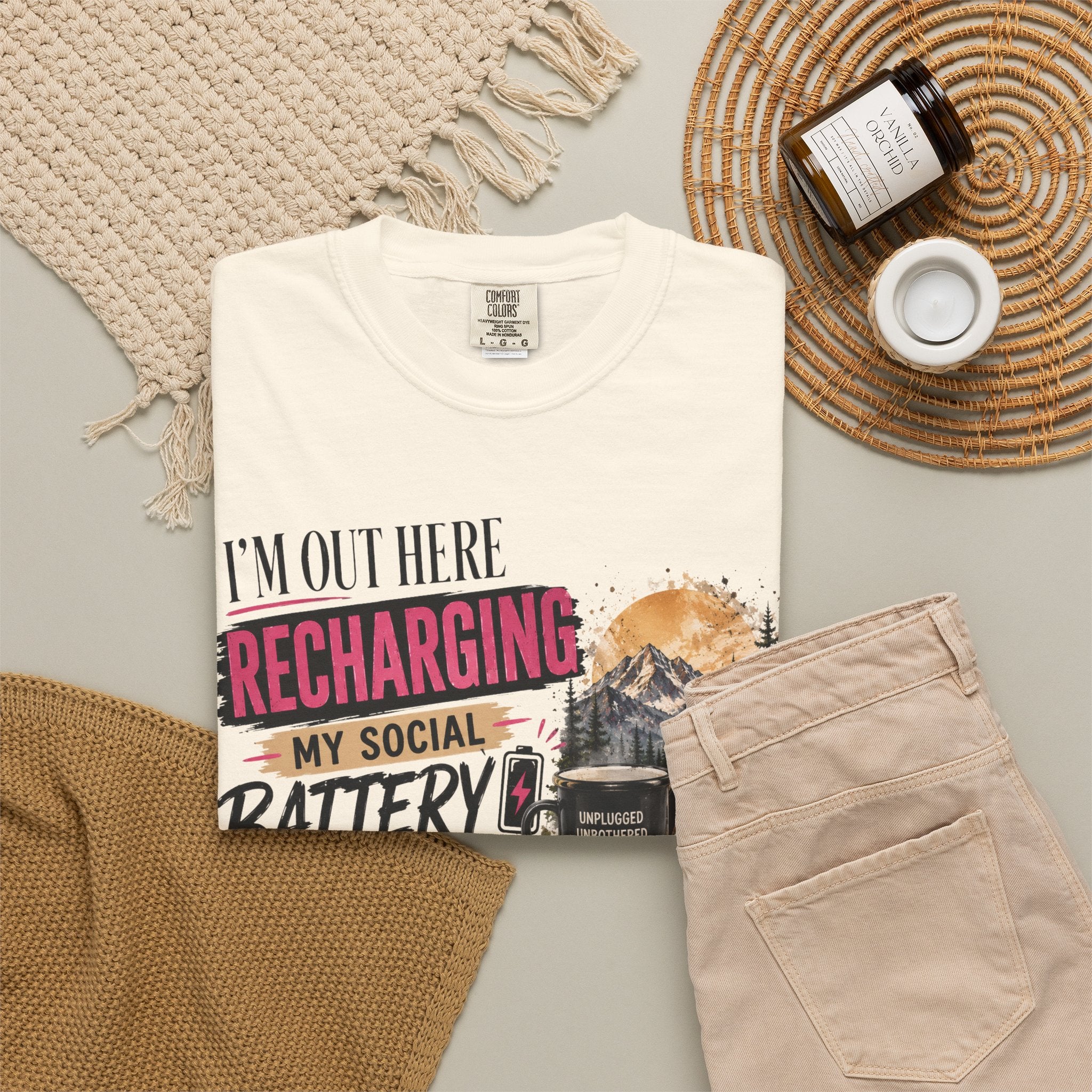 Recharging My Social Battery T-Shirt — Do Not Disturb Camping Graphic Tee