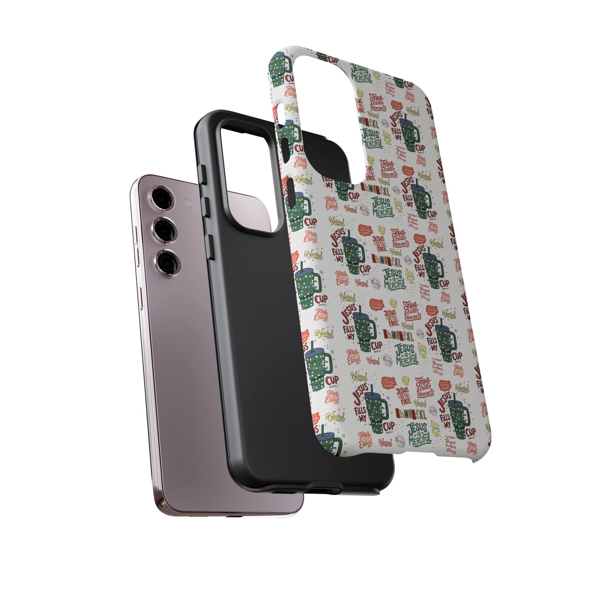 Jesus Fill My Cup Phone Case Cute Floral Design in Red, Pink, Blue – Aesthetic Protective Case for iPhone and  Android