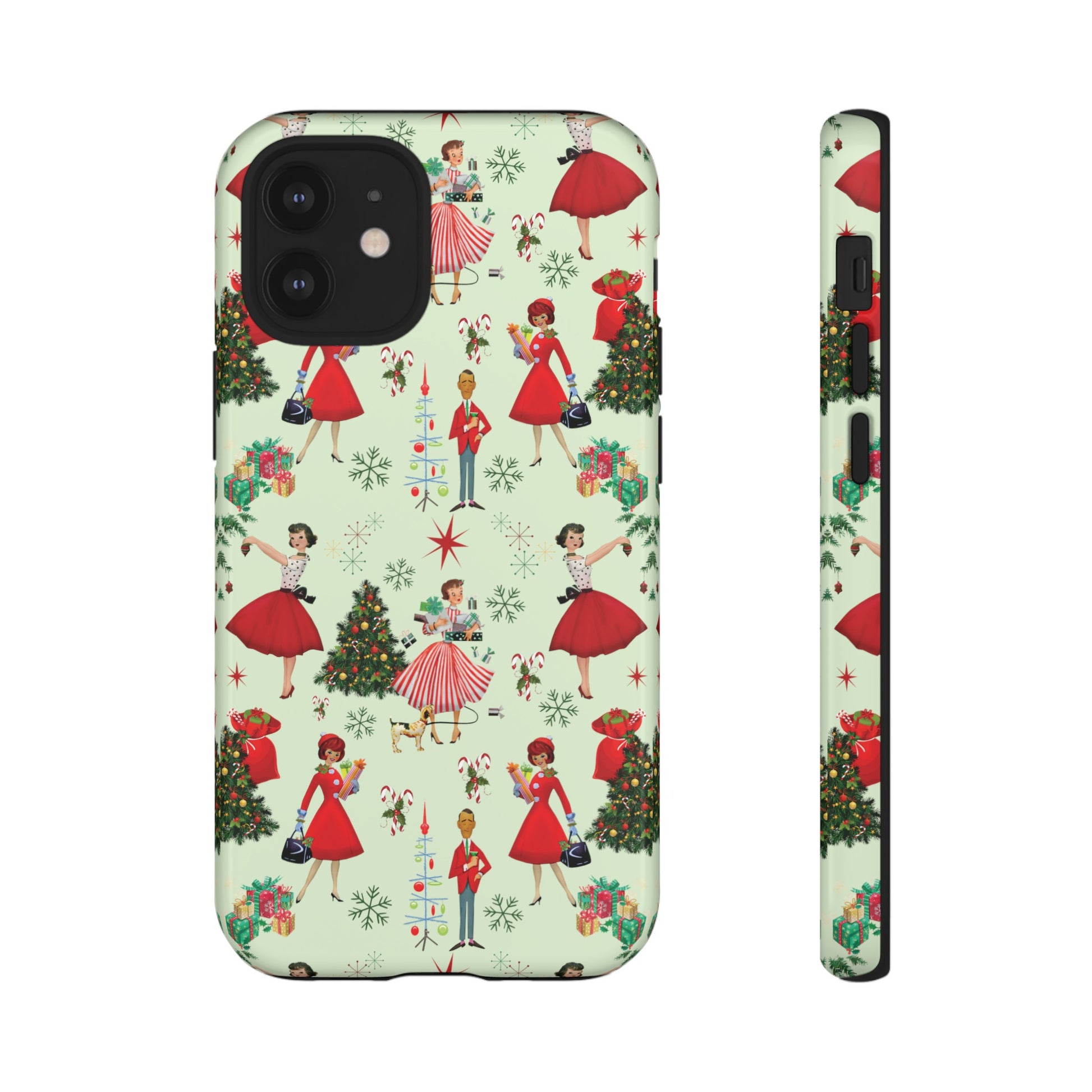 1950s Vintage Phone Case - Retro Christmas Design | Unique Holiday Protection for Your Device | Stylish & Durable Cover Gift for Her Phone 15, Samsung iPhone Samsung Accessory Gift for Her