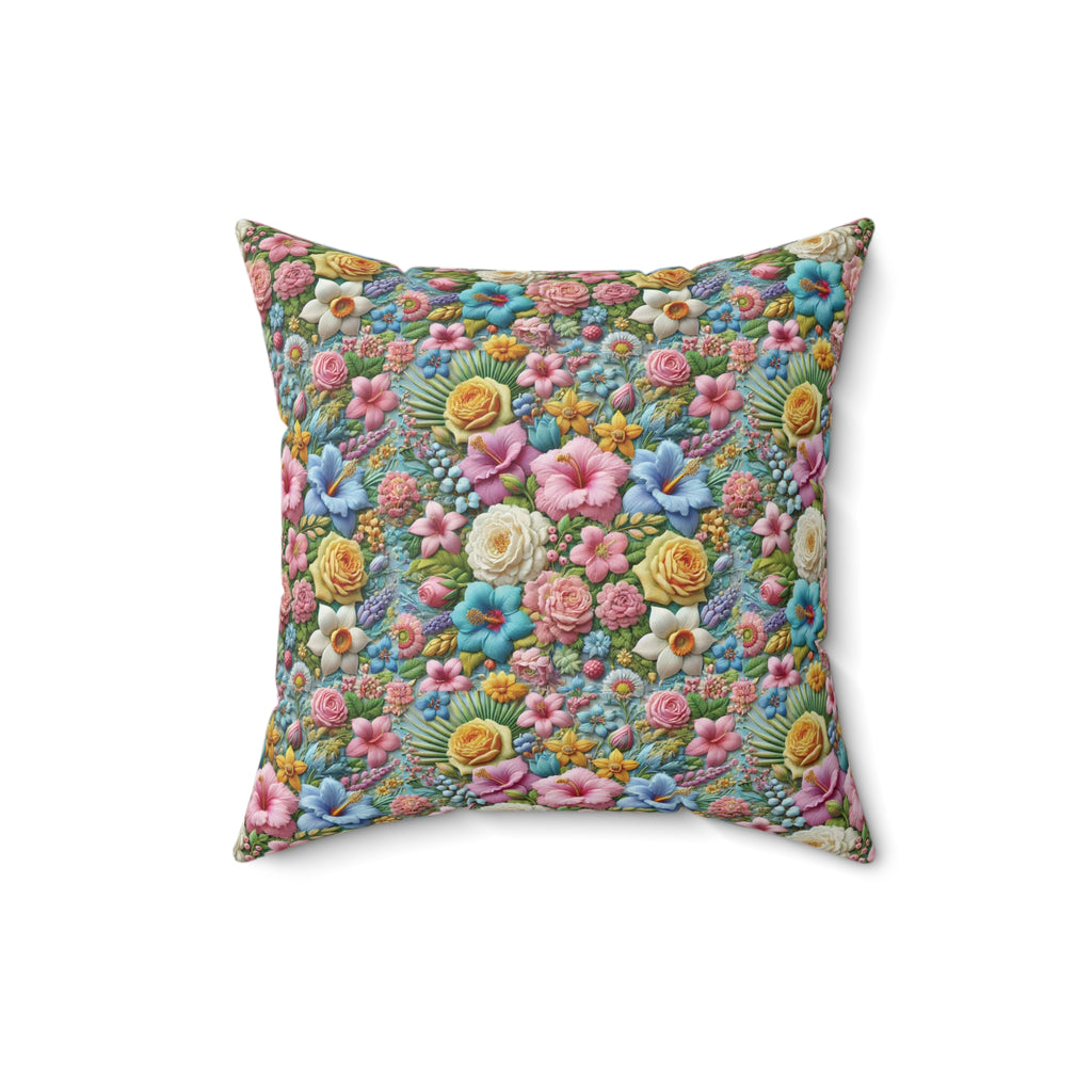 Pastel Floral Pillow Cover – Elegant Decorative Throw Cushion with Soft, Vibrant Flower Design, Perfect for Stylish Home Décor and Cozy Living Spaces - MRSBYVALLE