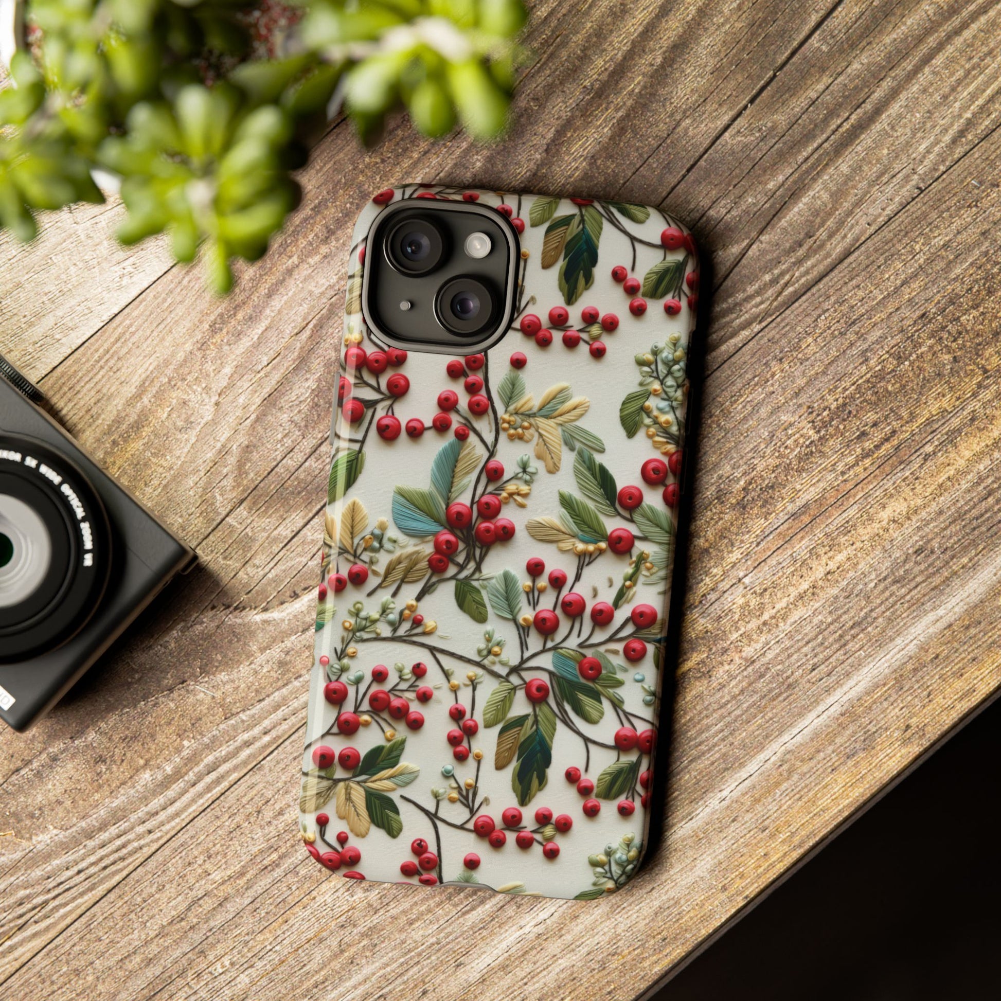 Holly Christmas Wildflowers Boho Chic Design Phone Case - Stylish, Protective Cover for All Models Gift for Mom Accessory Gift for Her