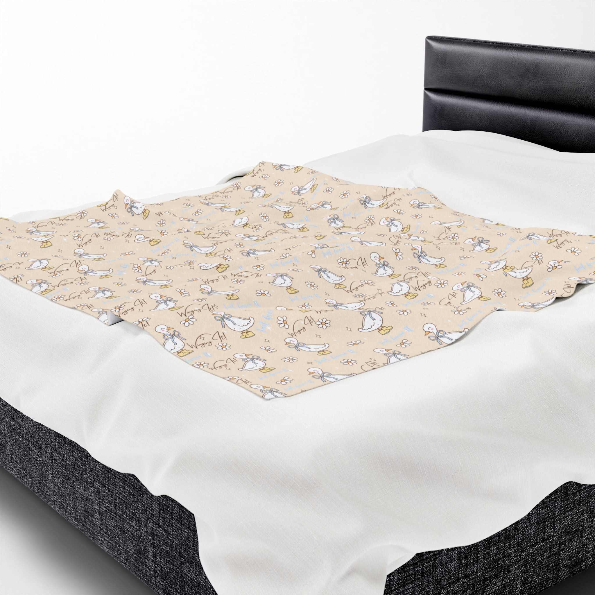 Couverture en peluche Velveteen, motif Oie Farceuse, jeté d'animaux rigolos, literie douillette, jolie décoration de chambre d'enfant, canapé confortable