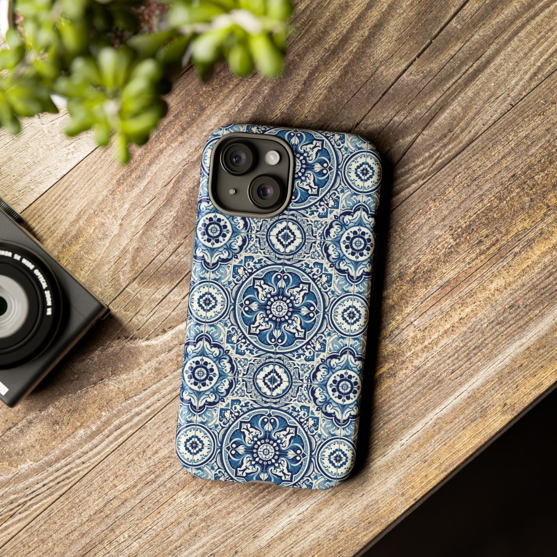 Azulejo Tile Phone Case Elegant Mediterranean Blue Porcelain Design iPhone 17, 16, 15, Samsung iPhone Samsung Accessory Gift for Her