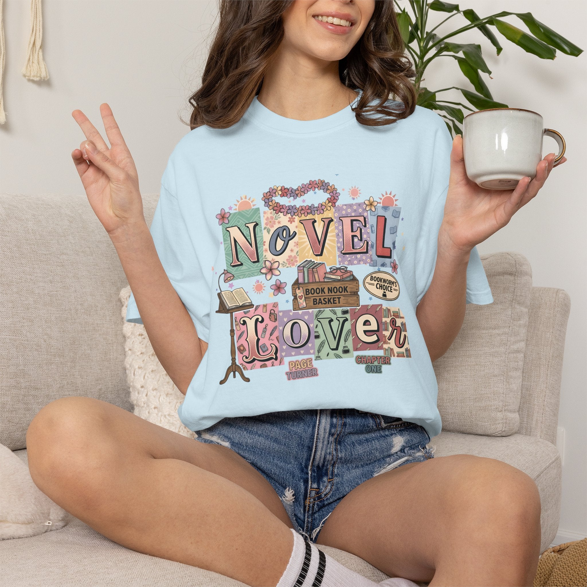 Novel Lover Reader T-Shirt — Book Lover Tee for Her Romantic
