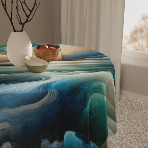 Abstract Nautical Artwork Tablecloth Whimsical Elegance for Dining Any Dining Room, Kitchen Table or Outdoor Setting for Home, Weddings, Birthdays all Events Durable & Stylish for All Occasions.