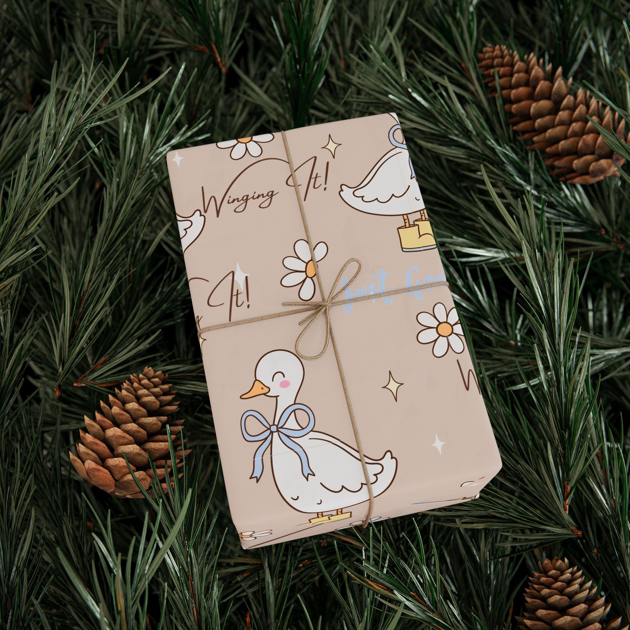 Papiers Cadeaux, Papier Cadeau Motif Oie Rigolote, Jolies Feuilles d'Emballage, Emballage Cadeau Amusant, Papier Cadeau Original, Emballage Cadeau Fantaisiste