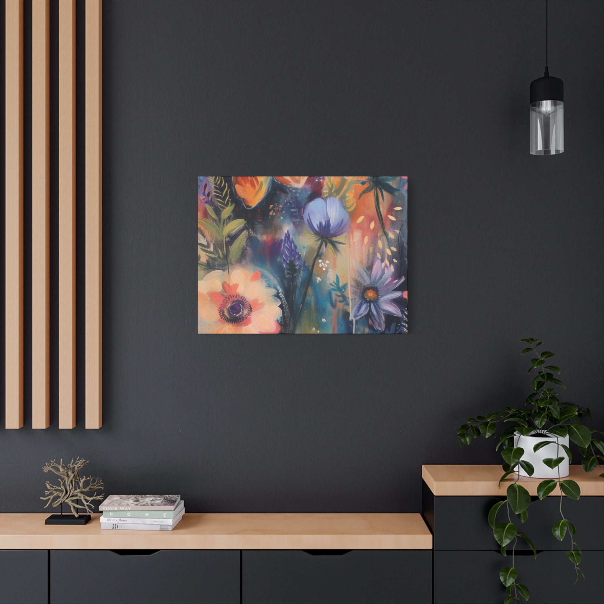 Boho Floral Wall Art Matte Canvas Stretched, Vibrant Botanical Design, Perfect for Living Room, Bedroom, or Office Decor, Adds a Stylish Touch to Any Space1.25" - MRSBYVALLE