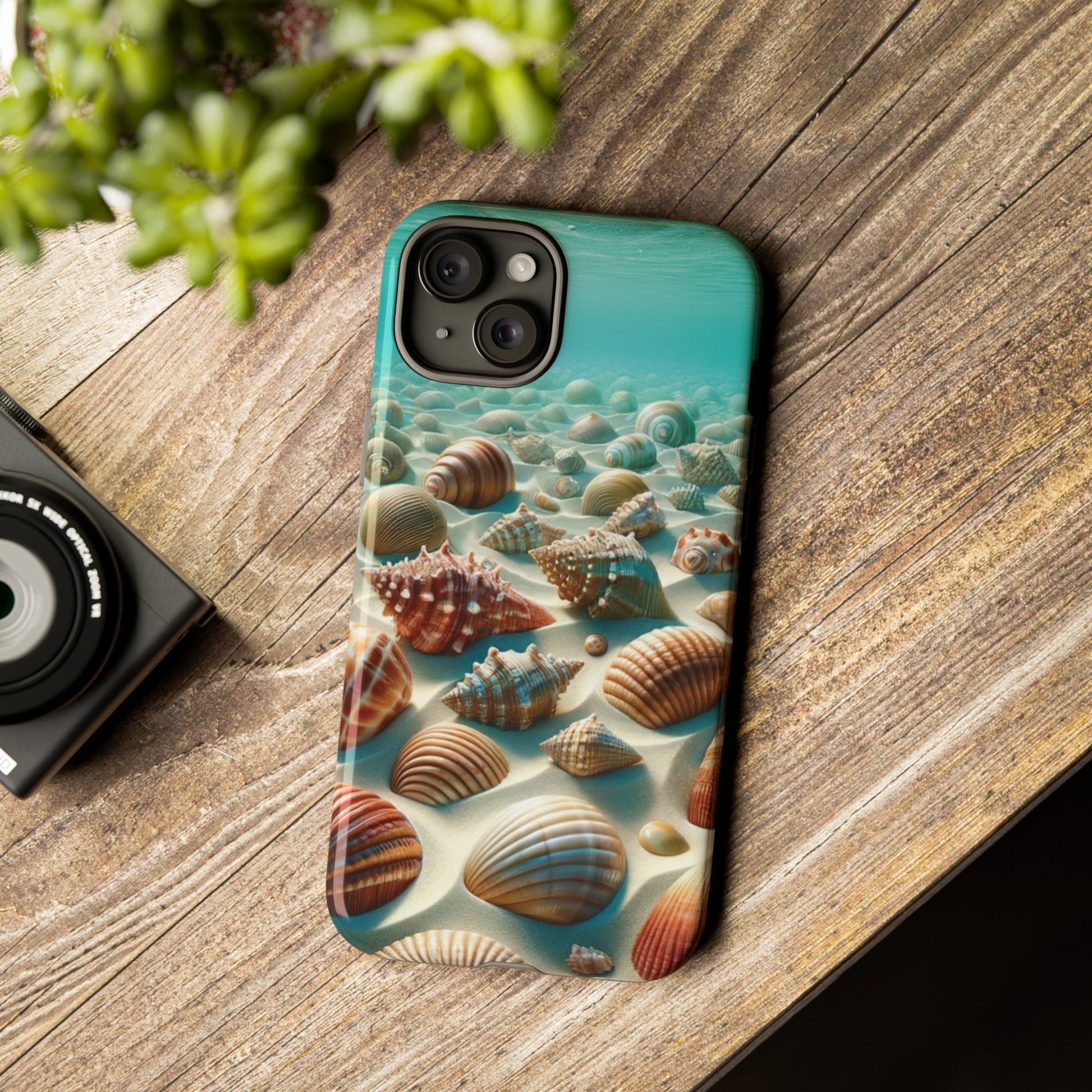 Plush Ocean Bliss Turquoise Seashell Ocean Beach View Protective Phone Case Gift for Her Phone 15, Samsung iPhone Samsung Gift for Her Case iPhone 15, Samsung iPhone Samsung Accessory Gift for Her.