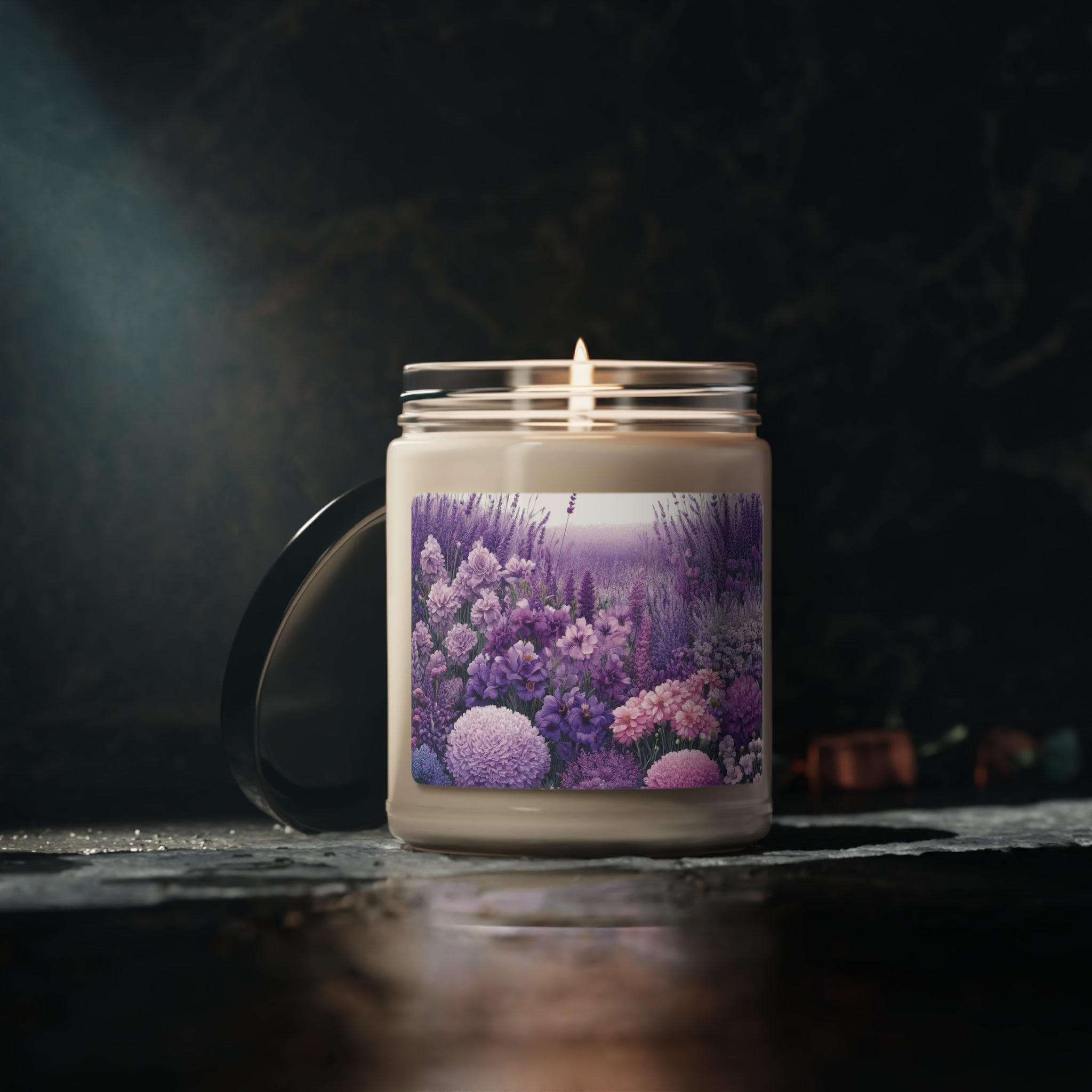 Lavender Floral Candle Perfect for Relaxation Home Ambiance Scented Soy Candle, 9oz, Wedding, Bridal Shower, Mother's Day Gift Housewarming Gift.