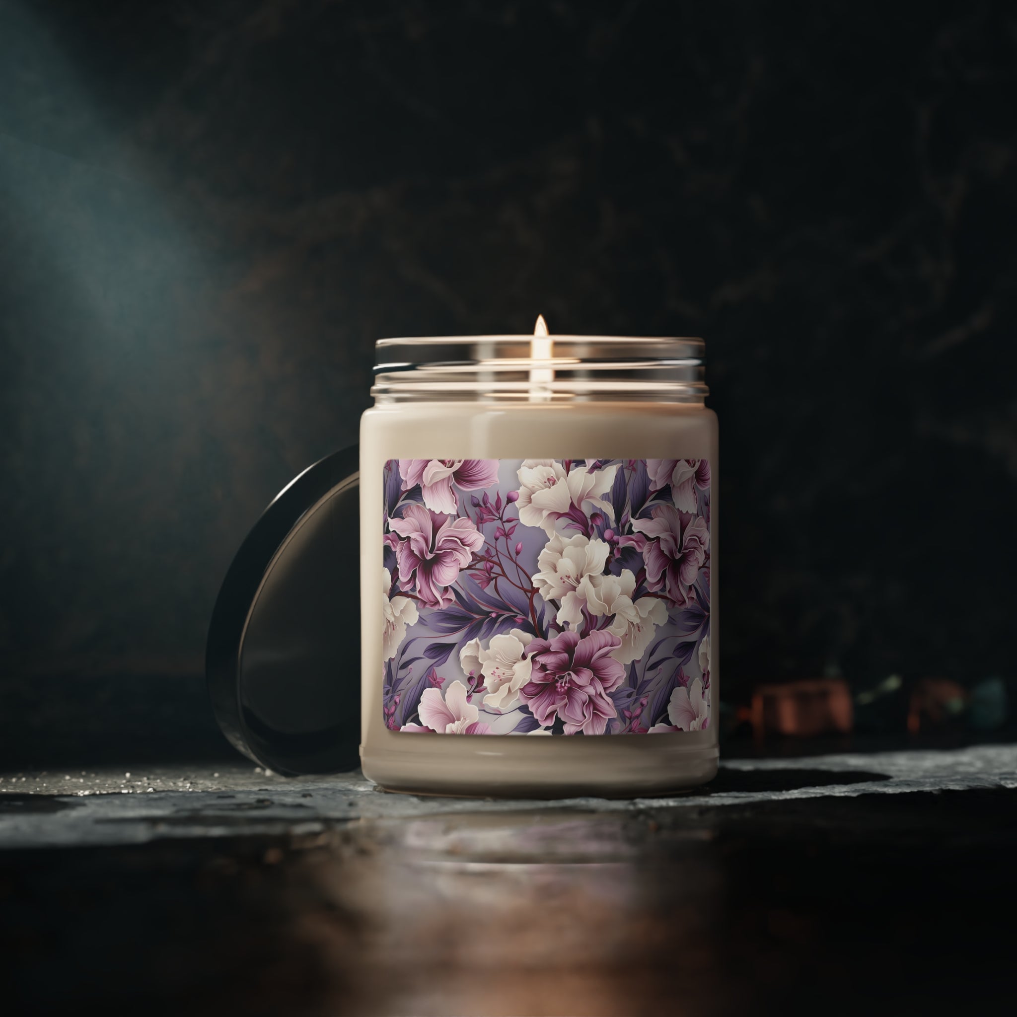 Purple Floral Candle Perfect for Relaxation Home Ambiance Scented Soy Candle, 9oz, Wedding, Bridal Shower, Mother's Day Gift Housewarming Gift - MRSBYVALLE