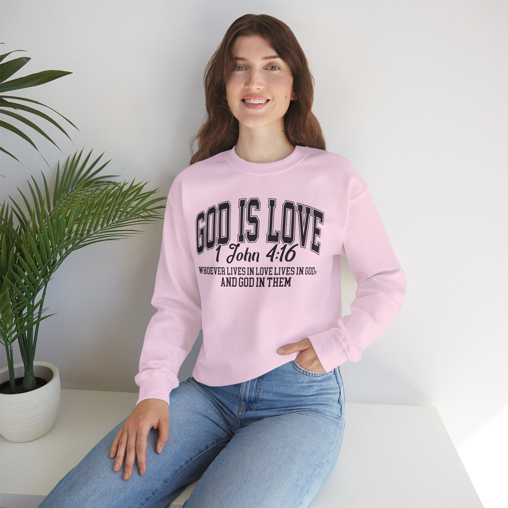 God Is Love Sweatshirt | 1 John 4:16 Bible Verse Christian Apparel | Faith-Based Unisex Crewneck | Inspirational Religious Gift Christians