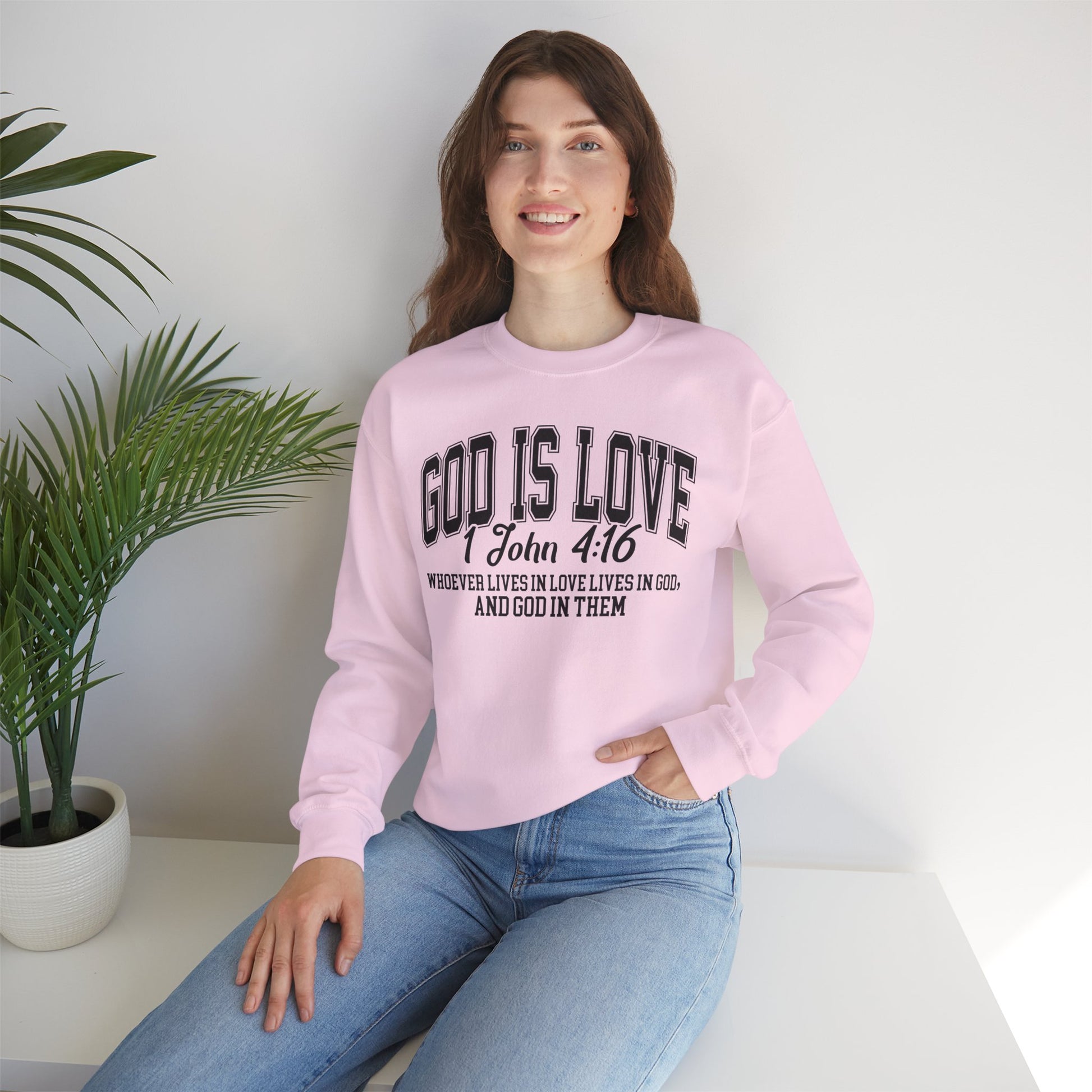 God Is Love Sweatshirt | 1 John 4:16 Bible Verse Christian Apparel | Faith-Based Unisex Crewneck | Inspirational Religious Gift Christians