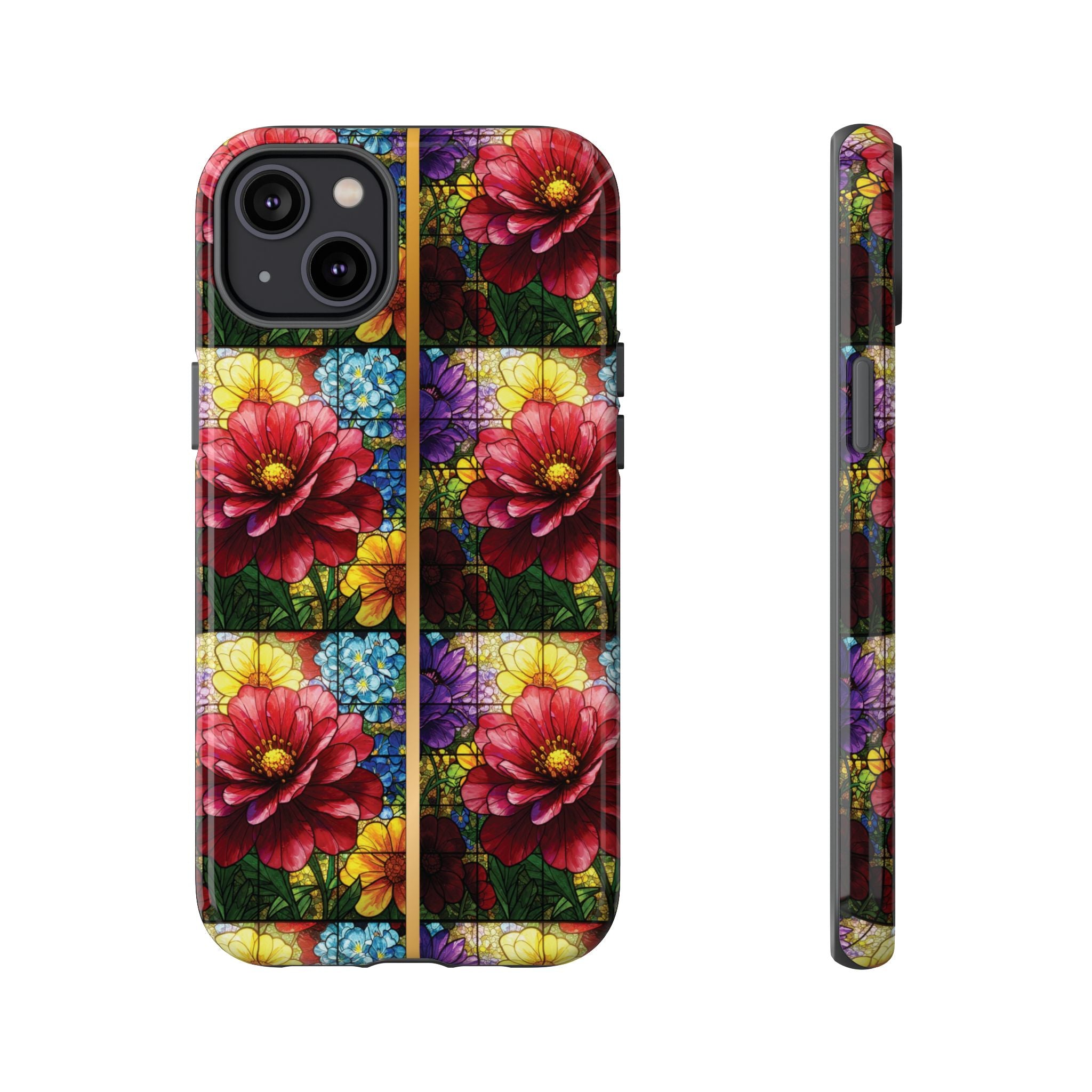 Stained Glass Illusion Floral Phone Case  3D Colorful Flower Design, Protective Christian Gift, Fits iPhone, Samsung, Google Pixel