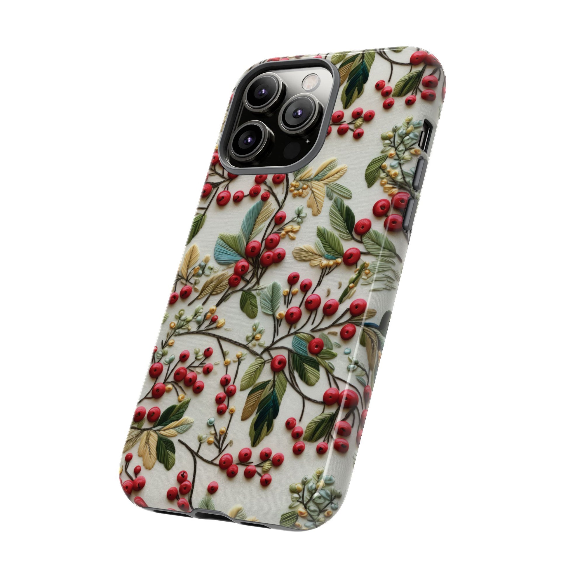 Holly Christmas Wildflowers Boho Chic Design Phone Case - Stylish, Protective Cover for All Models Gift for Mom Accessory Gift for Her