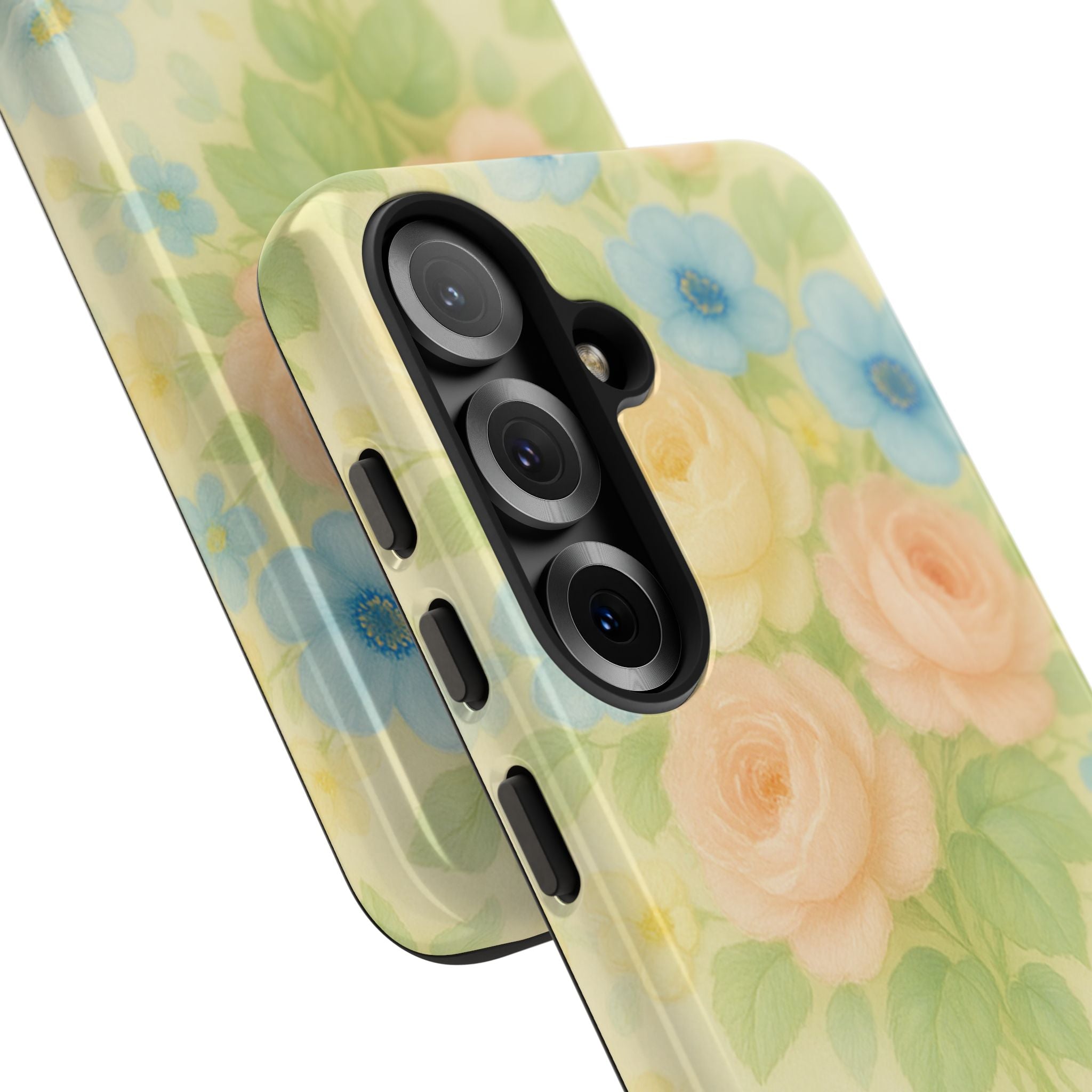 Pastel Yellow Vintage Floral Phone Case  Romantic Cottagecore Aesthetic, Soft Botanical Design, Protective Gift for Her, Fits iPhone & Samsung Models