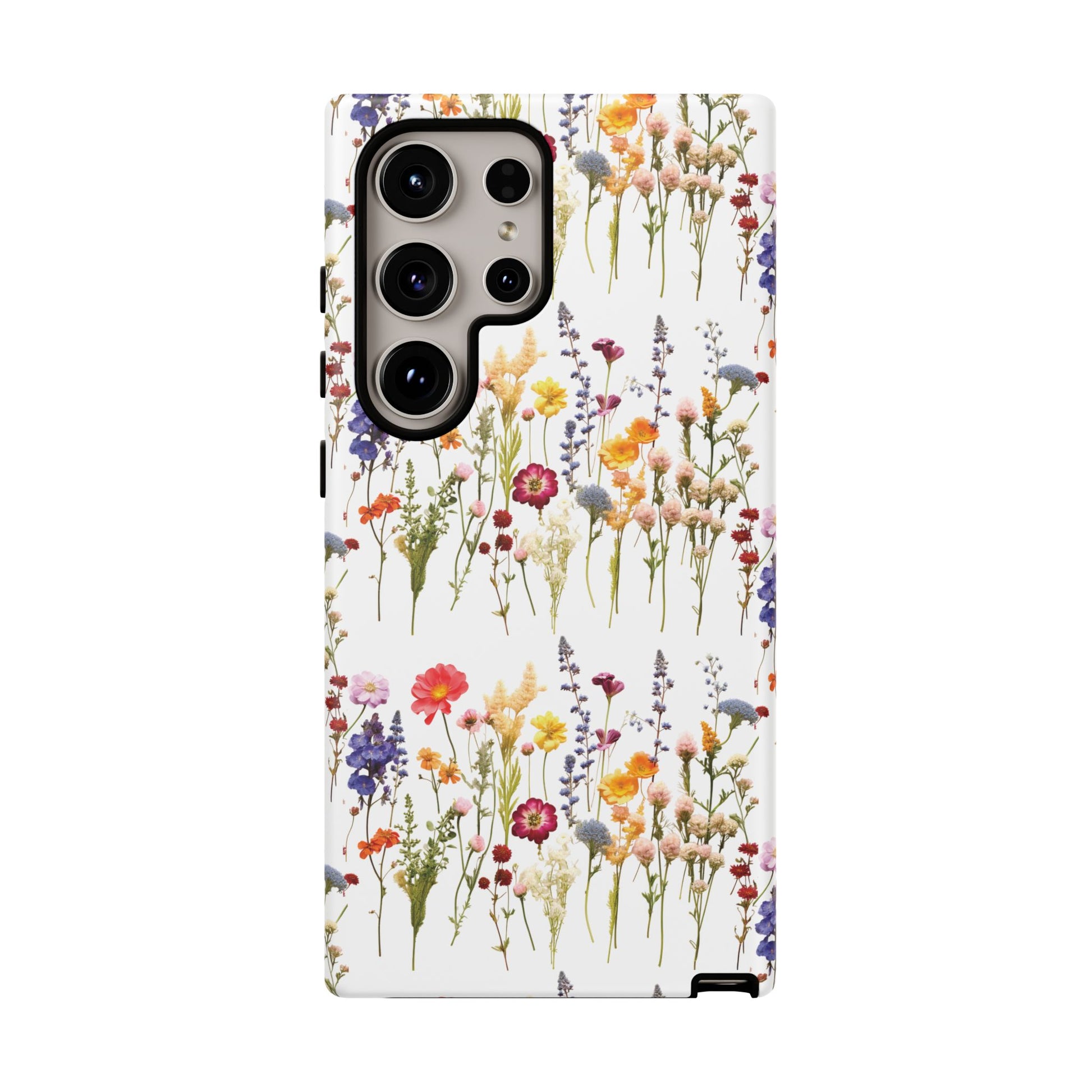 White Best Phone Case Press Flowers Floral 3D Illusion Luxury Tough Case Floral Elegant Durable Stylish for Modern Devices iPhone 17, 16, 15, Samsung iPhone Samsung Accessory Gift for Her