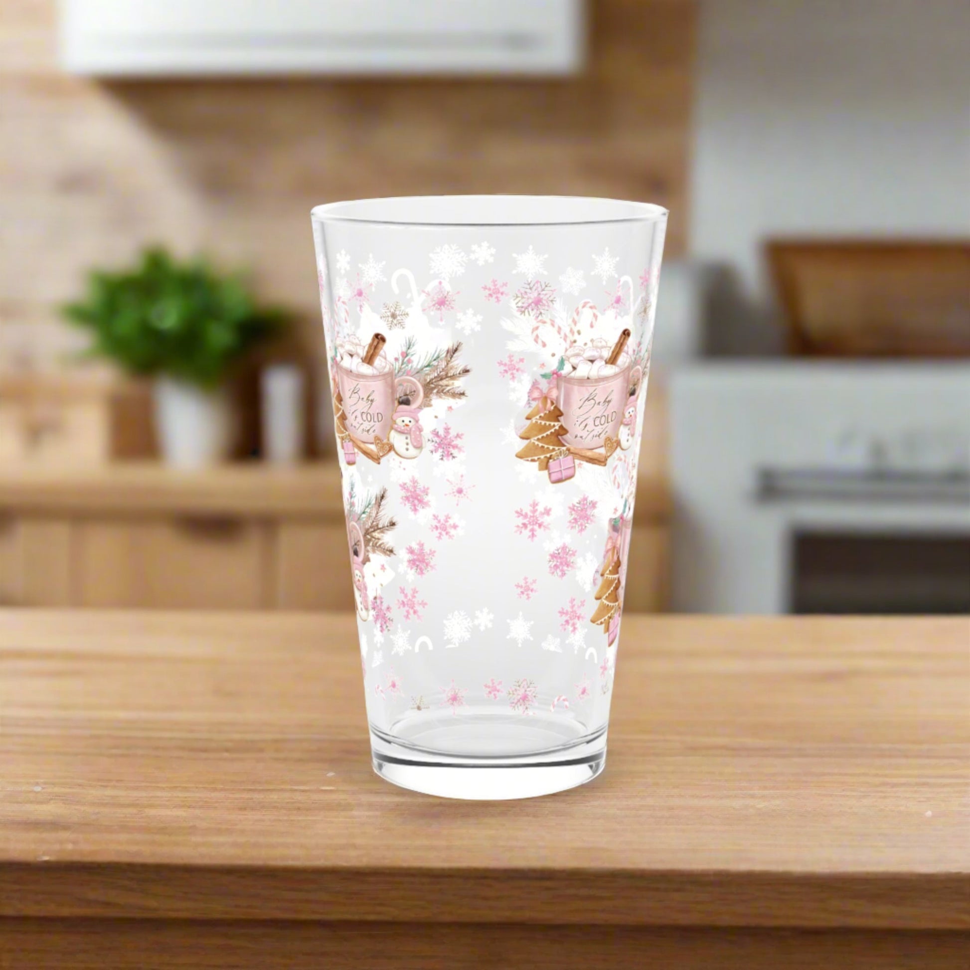 Baby it's Cold Outside Pint Glass Retro Christmas Design | Unique Holiday Drinkware | Perfect Gifts & Decorations |Ideal Gift for Christmas Celebrations Elegance Durable, Glassware Perfect for Parties - MRSBYVALLE