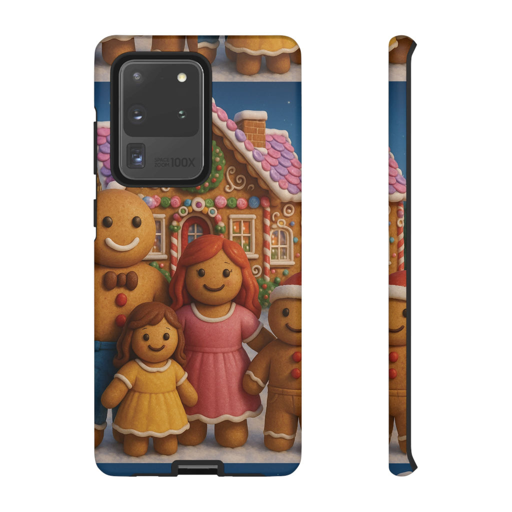 Coque de téléphone esthétique Famille en Pain d'Épices – Design d'inspiration vintage sur le thème de Noël – Étui stylé pour modèles iPhone et Samsung Galaxy