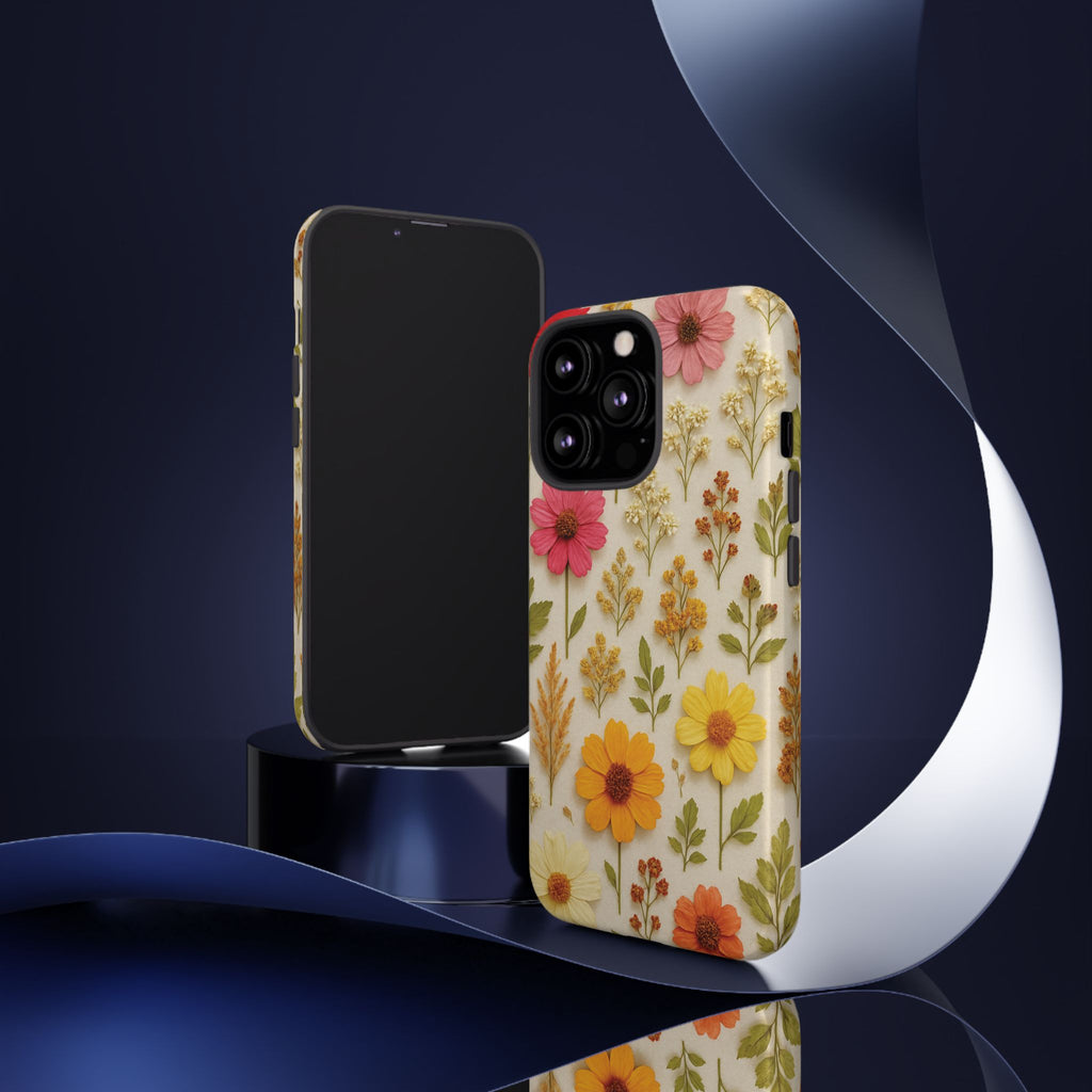 Dried Flowers Illusion Phone Case – Realistic Botanical Aesthetic, Colorful Pressed Floral Art, Trendy Nature-Inspired Protective Cover  iPhone & Samsung Models