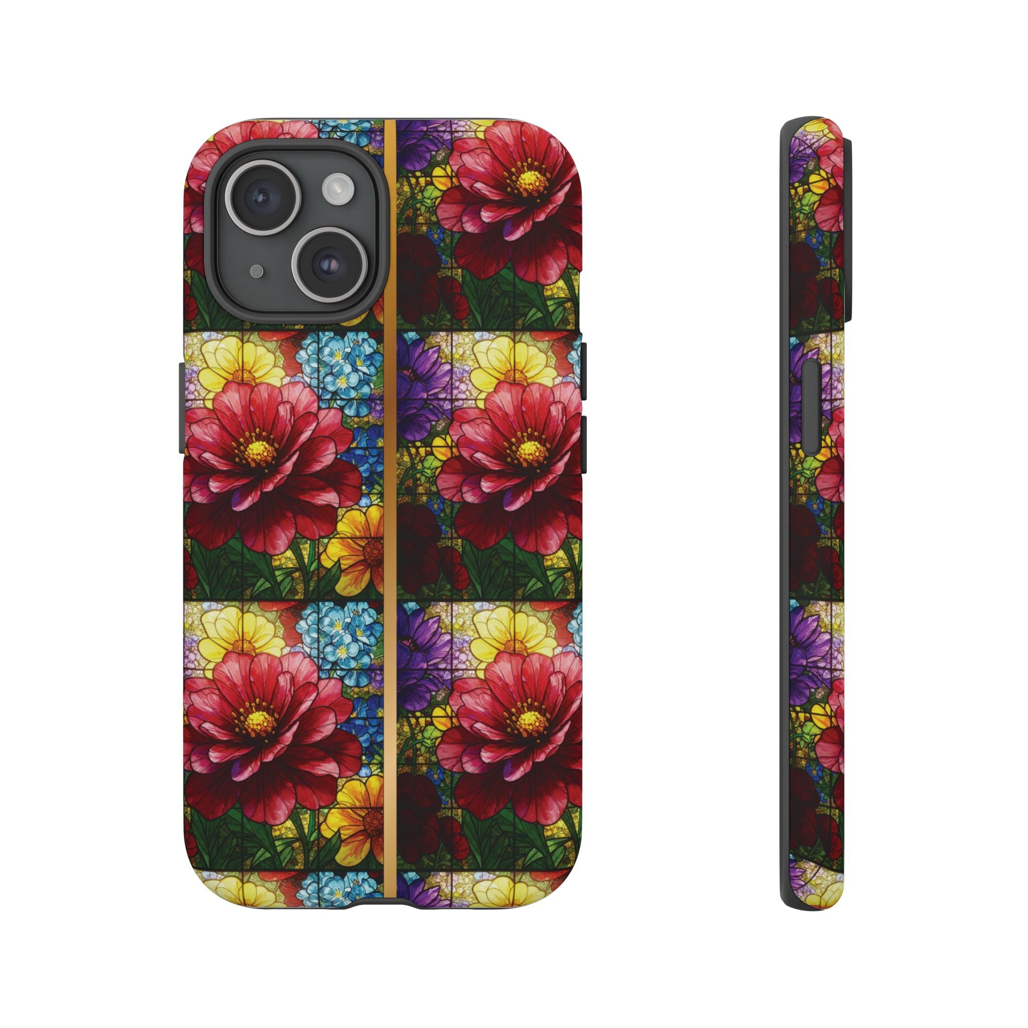 Stained Glass Illusion Floral Phone Case  3D Colorful Flower Design, Protective Christian Gift, Fits iPhone, Samsung, Google Pixel