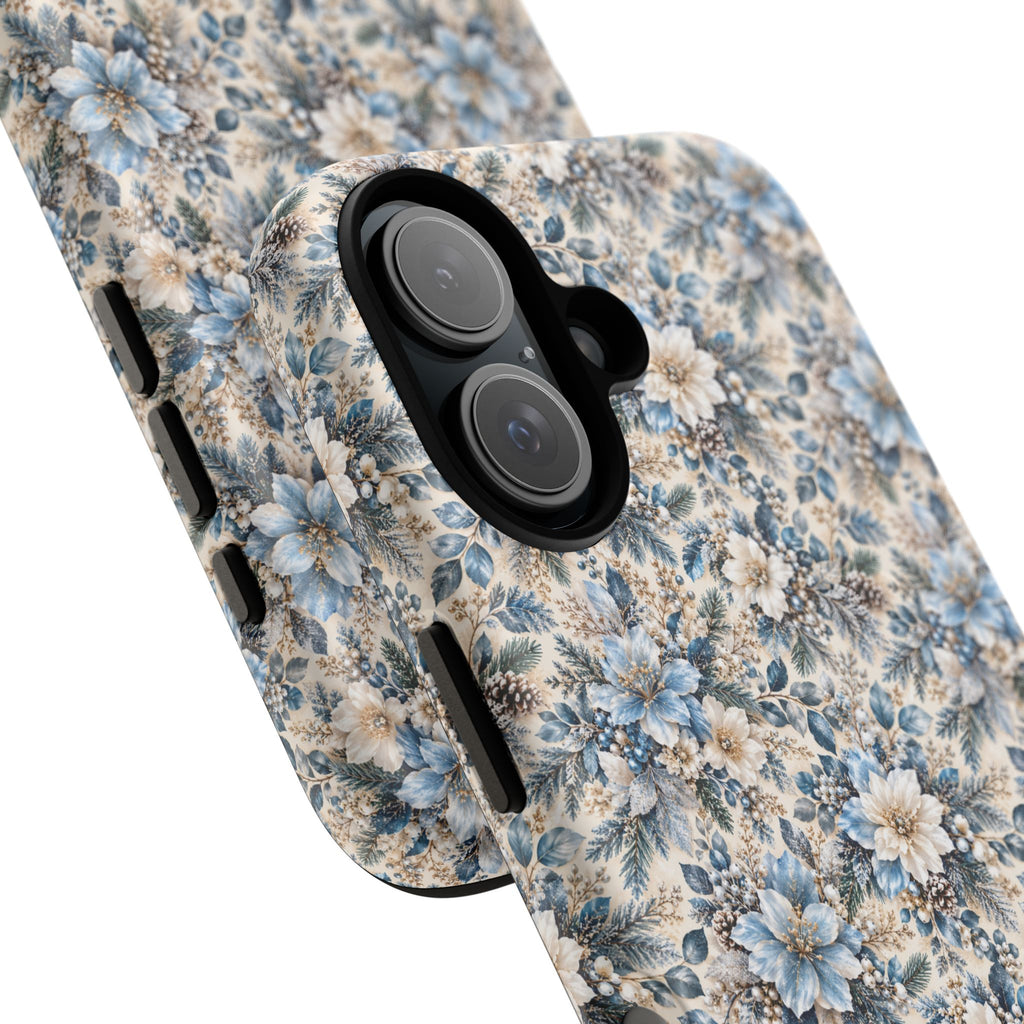 Icy Blue Floral MagSafe Tough Phone Case