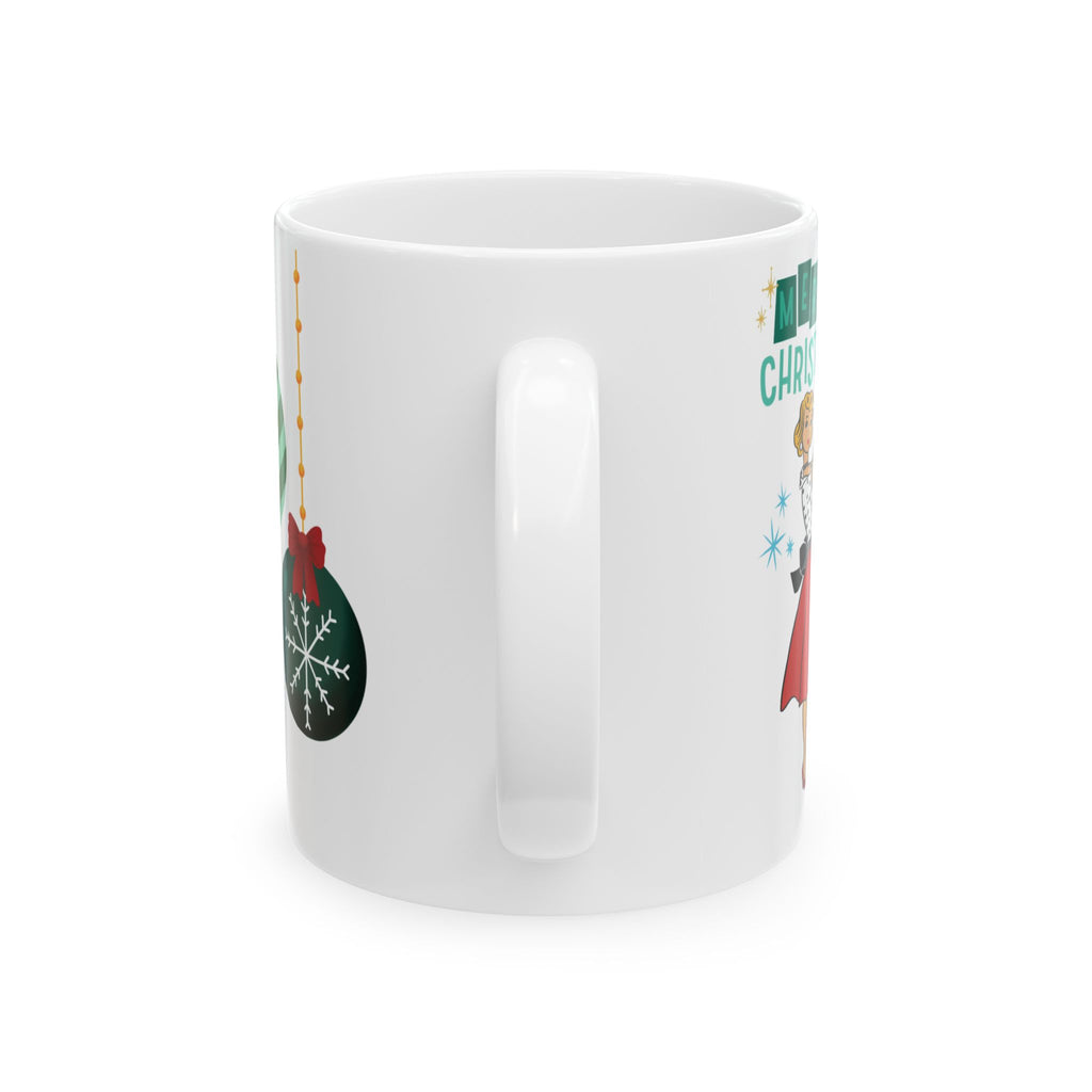 Tasse de Noël Rétro Glam Années 50 | Tasse à Café Vintage pour les Fêtes, Vaisselle de Noël Festive du Milieu du Siècle, Cadeau pour Maman