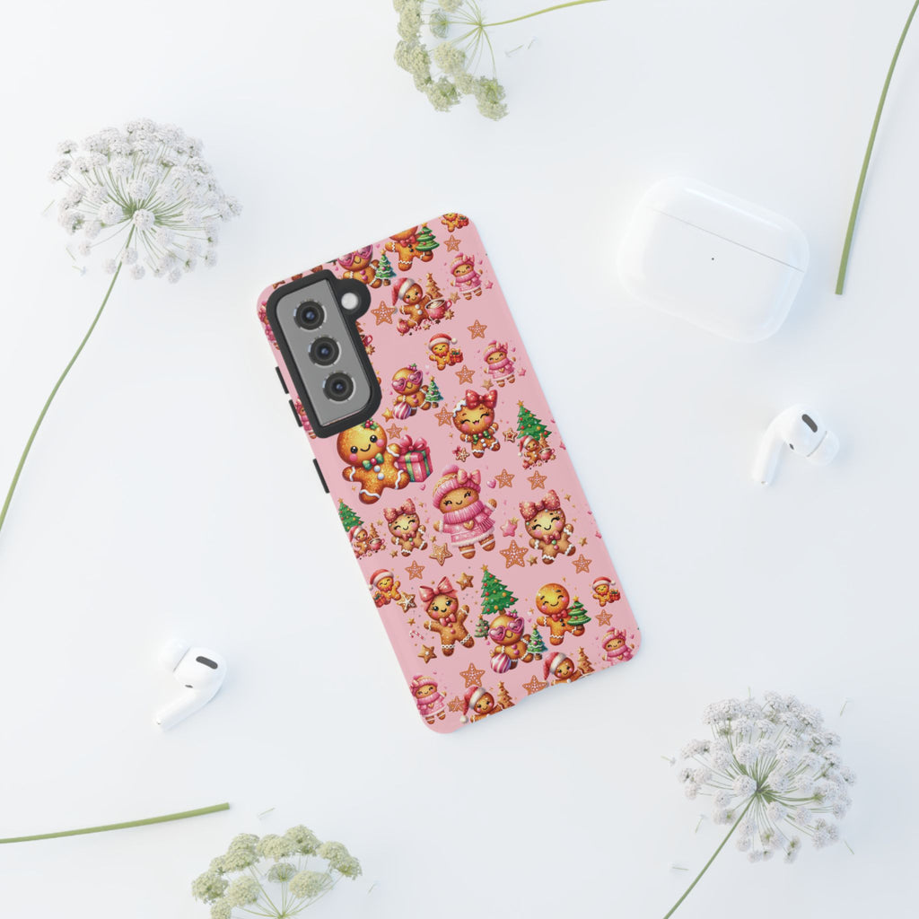 Adorable Pink Gingerbread Girl Phone Case Girly Holiday Vibes, Sweet Christmas Aesthetic, Cute & Festive Gift Idea for Her, Fun Protective Cover