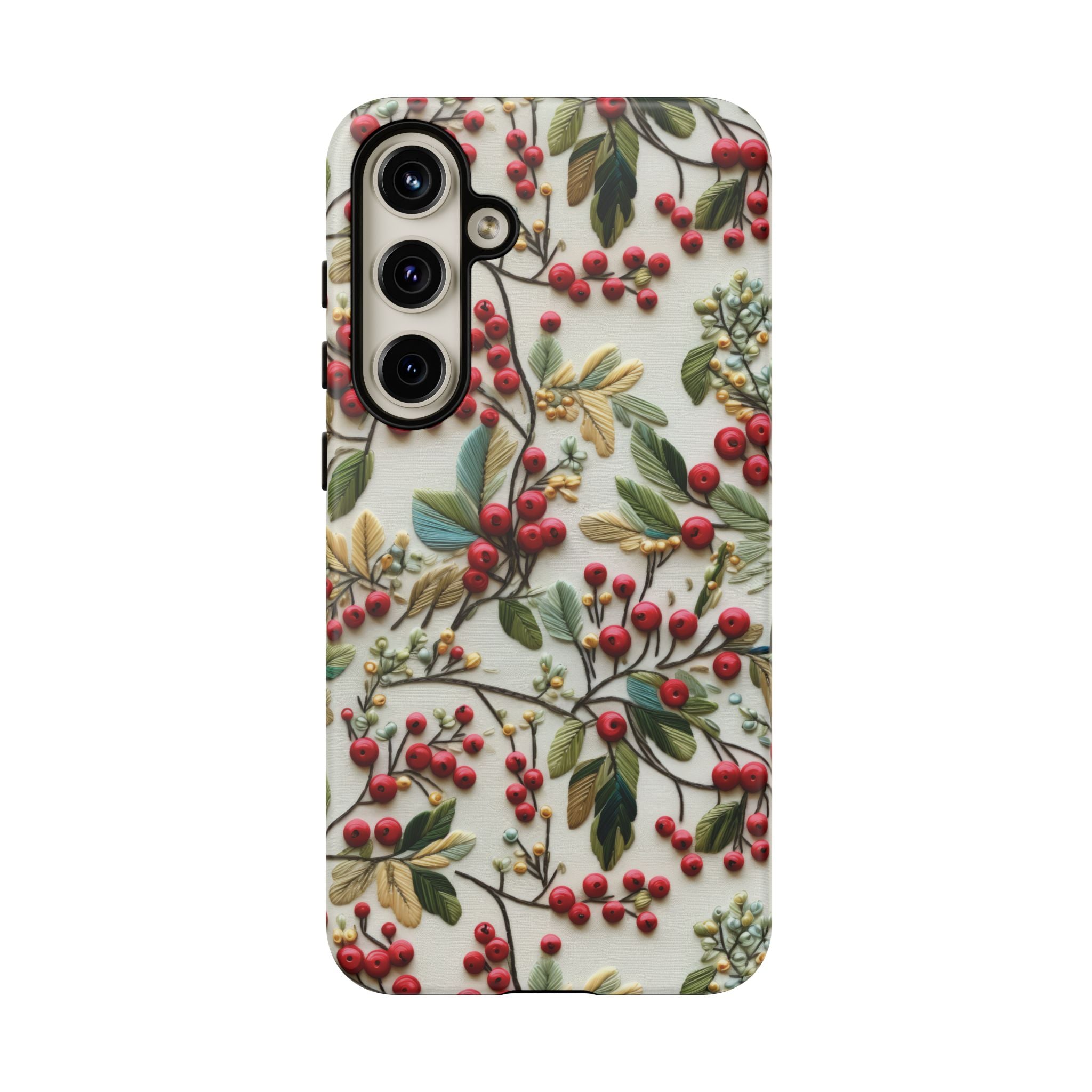 Holly Christmas Wildflowers Boho Chic Design Phone Case - Stylish, Protective Cover for All Models Gift for Mom Accessory Gift for Her