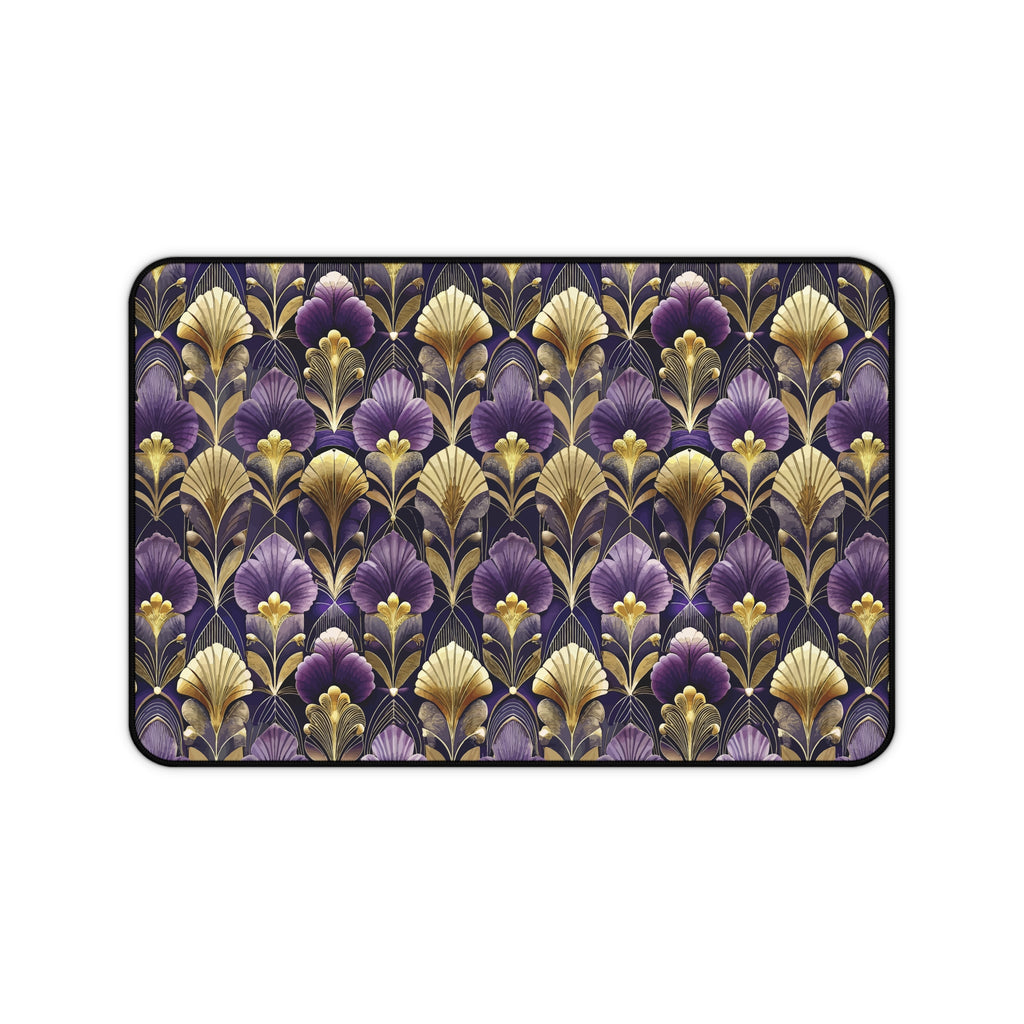 Art Deco Purple & Gold Desk Mat — Royal Decorative Desk Pad