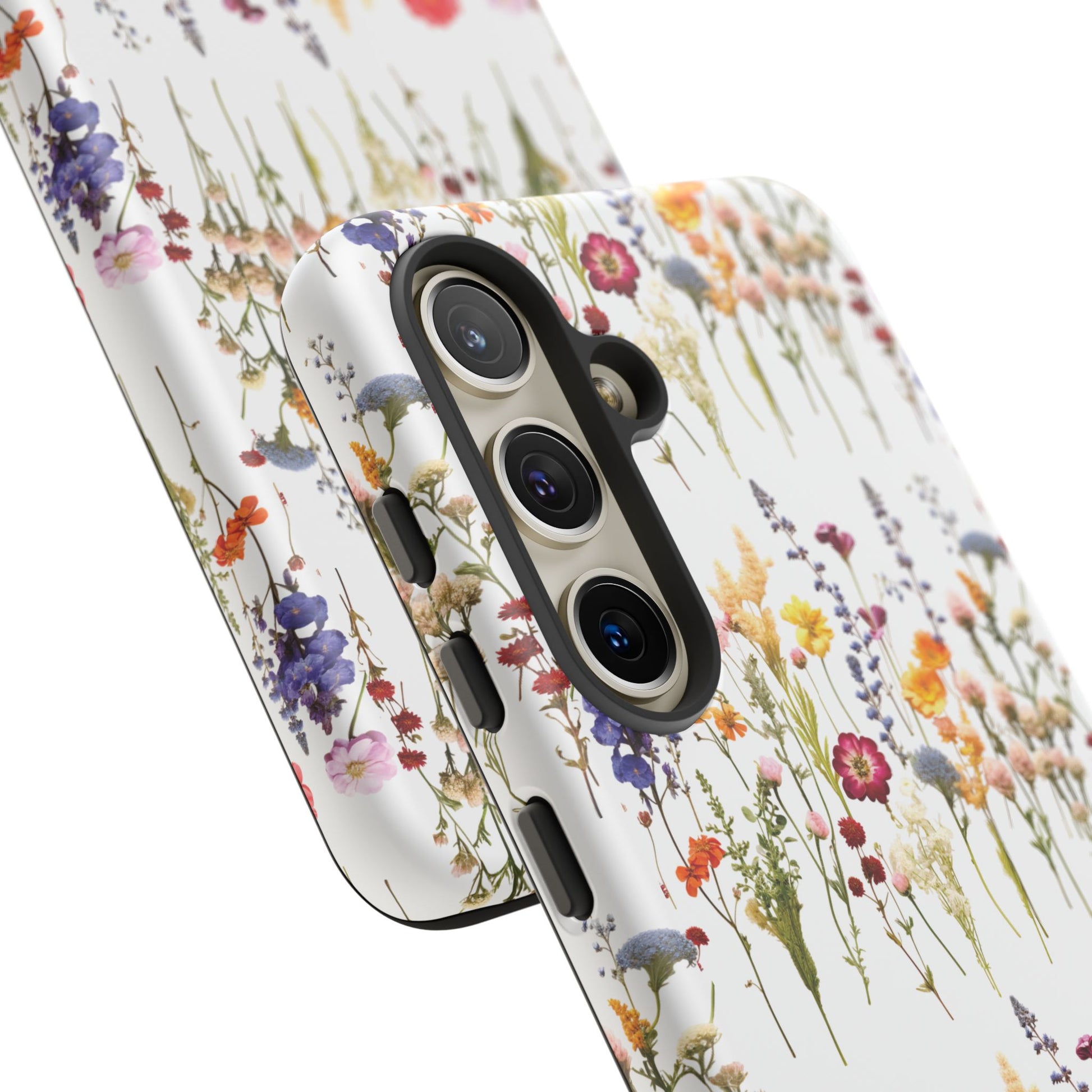 White Best Phone Case Press Flowers Floral 3D Illusion Luxury Tough Case Floral Elegant Durable Stylish for Modern Devices iPhone 17, 16, 15, Samsung iPhone Samsung Accessory Gift for Her
