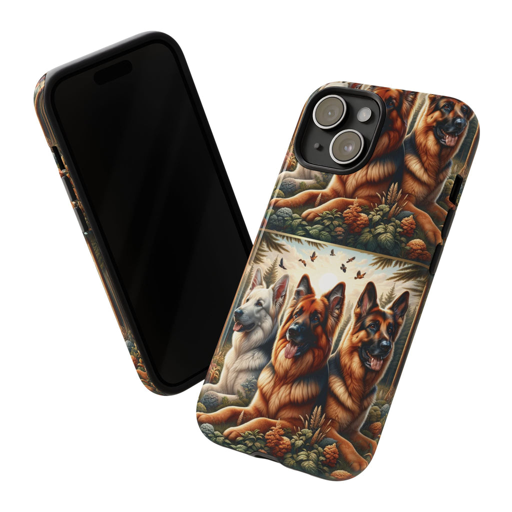 German Shepherd Phone Tough Case Floral Elegant Durable Dog Lover Devices iPhone 15, Samsung iPhone Samsung Accessory Gift for Her