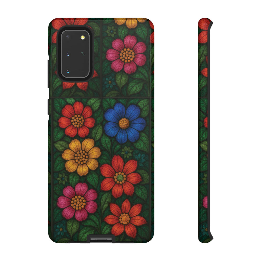 Coque de téléphone effet vitrail floral lumineux Art abstrait coloré, Étui de protection esthétique pour iPhone, Samsung et Google, Idée cadeau unique pour maman