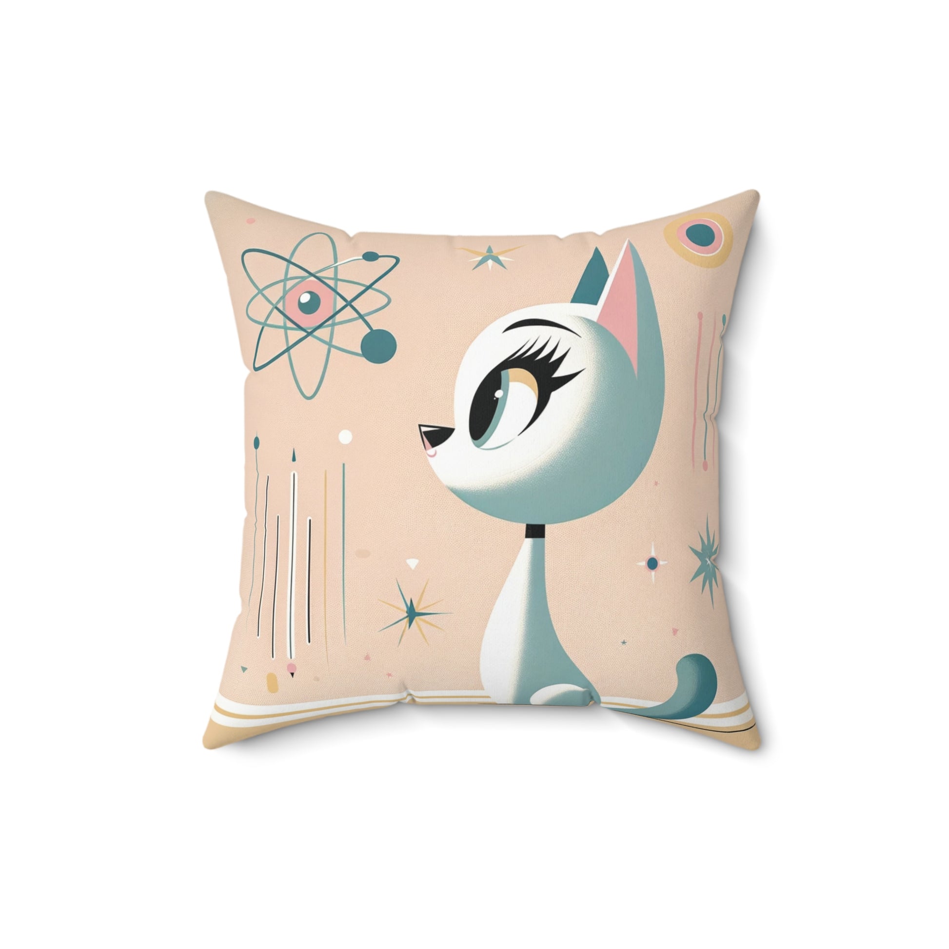 Atomic Cat Pastel 3D Floral Illusion Square Pillow   Luxurious Retro Elegant Home Living Room Decor Enhancement Decor Comfort for Bedroom or Housewarming Gift New House, Bridal Shower Gift.