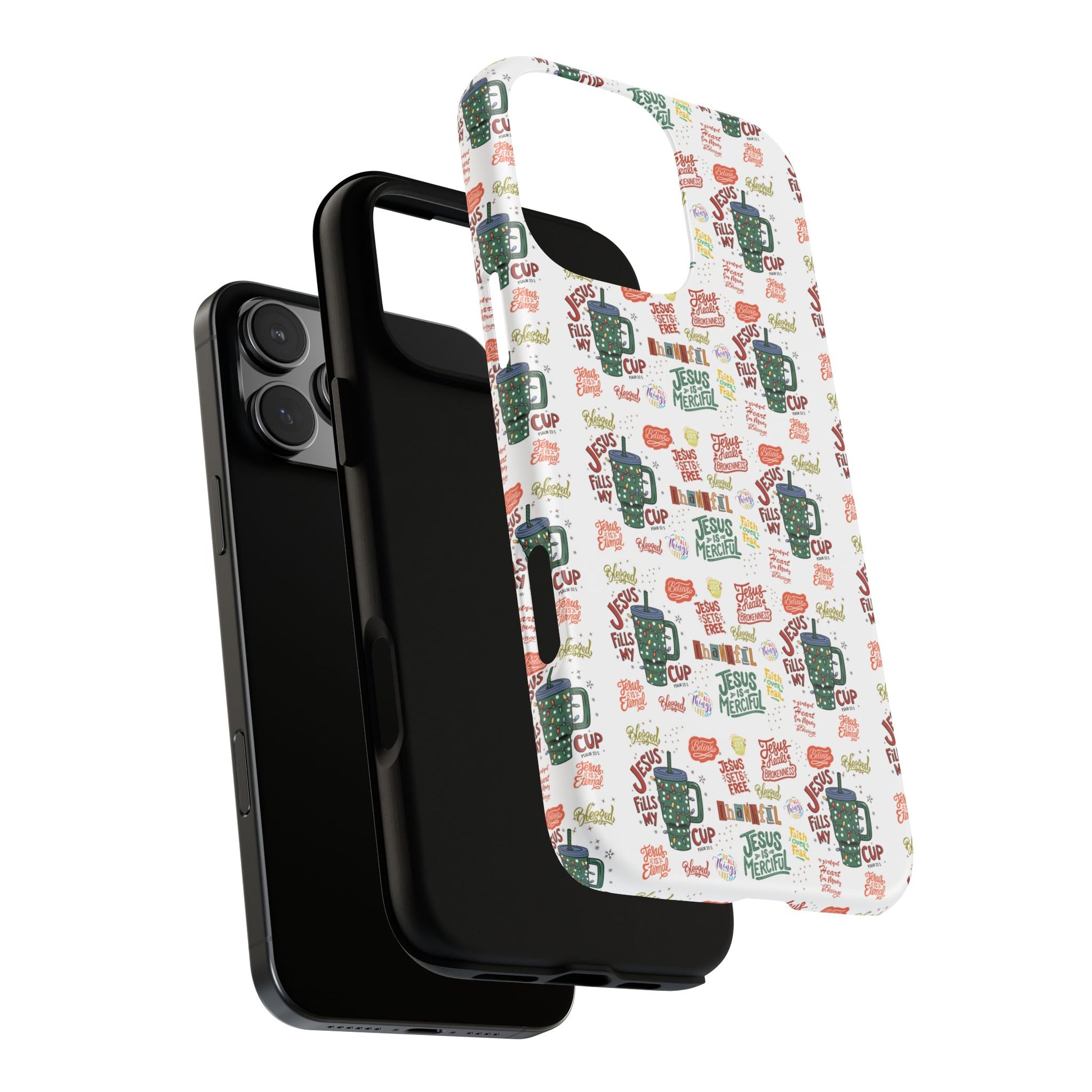 Jesus Fill My Cup Phone Case Cute Floral Design in Red, Pink, Blue – Aesthetic Protective Case for iPhone and  Android