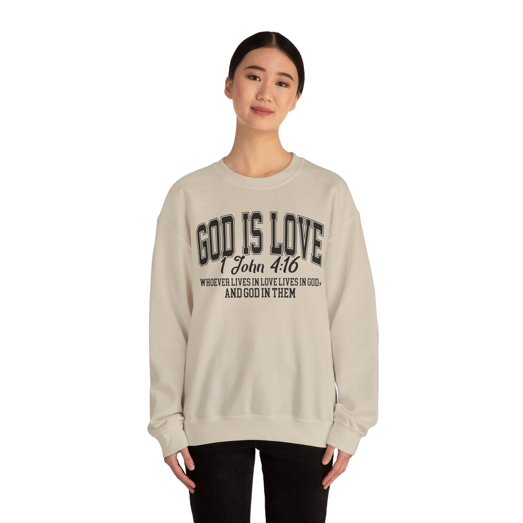 God Is Love Sweatshirt | 1 John 4:16 Bible Verse Christian Apparel | Faith-Based Unisex Crewneck | Inspirational Religious Gift Christians