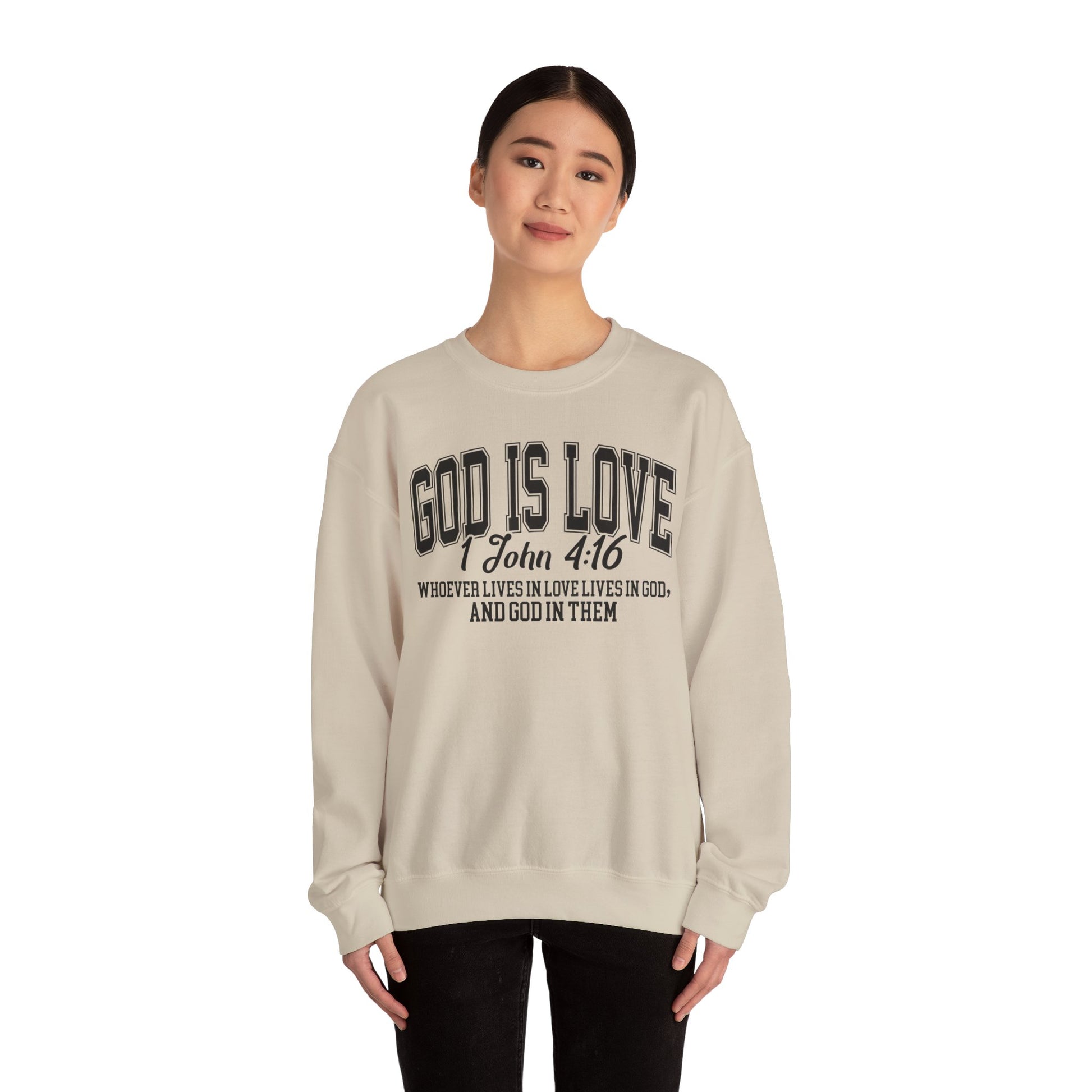 God Is Love Sweatshirt | 1 John 4:16 Bible Verse Christian Apparel | Faith-Based Unisex Crewneck | Inspirational Religious Gift Christians