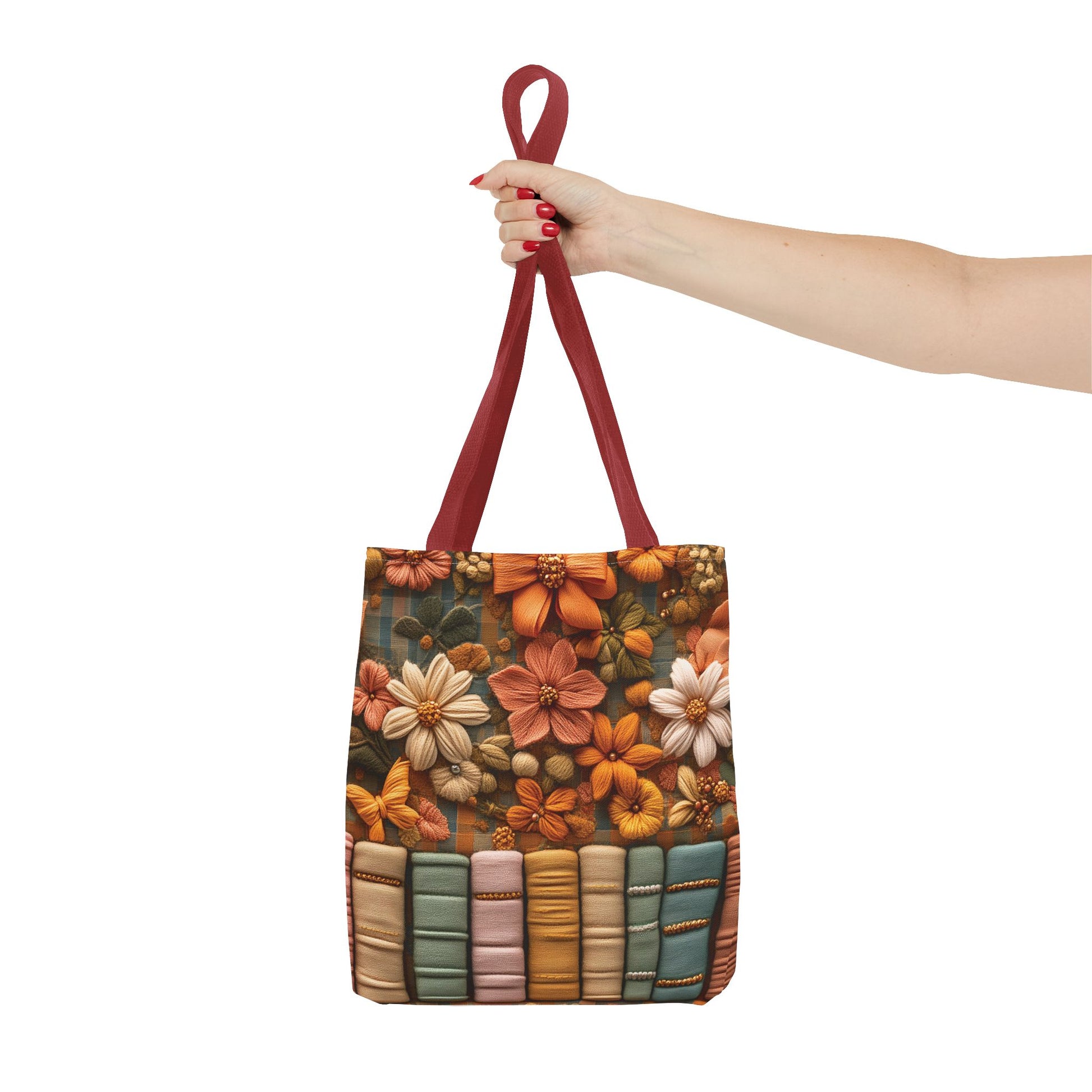 Boho Floral 3D Illusion Tote with Books Design Stylish and Functional Bag for Everyday Use Durable, Reusable, and Perfect for Book Lovers and Boho Enthusiasts Season - MRSBYVALLE