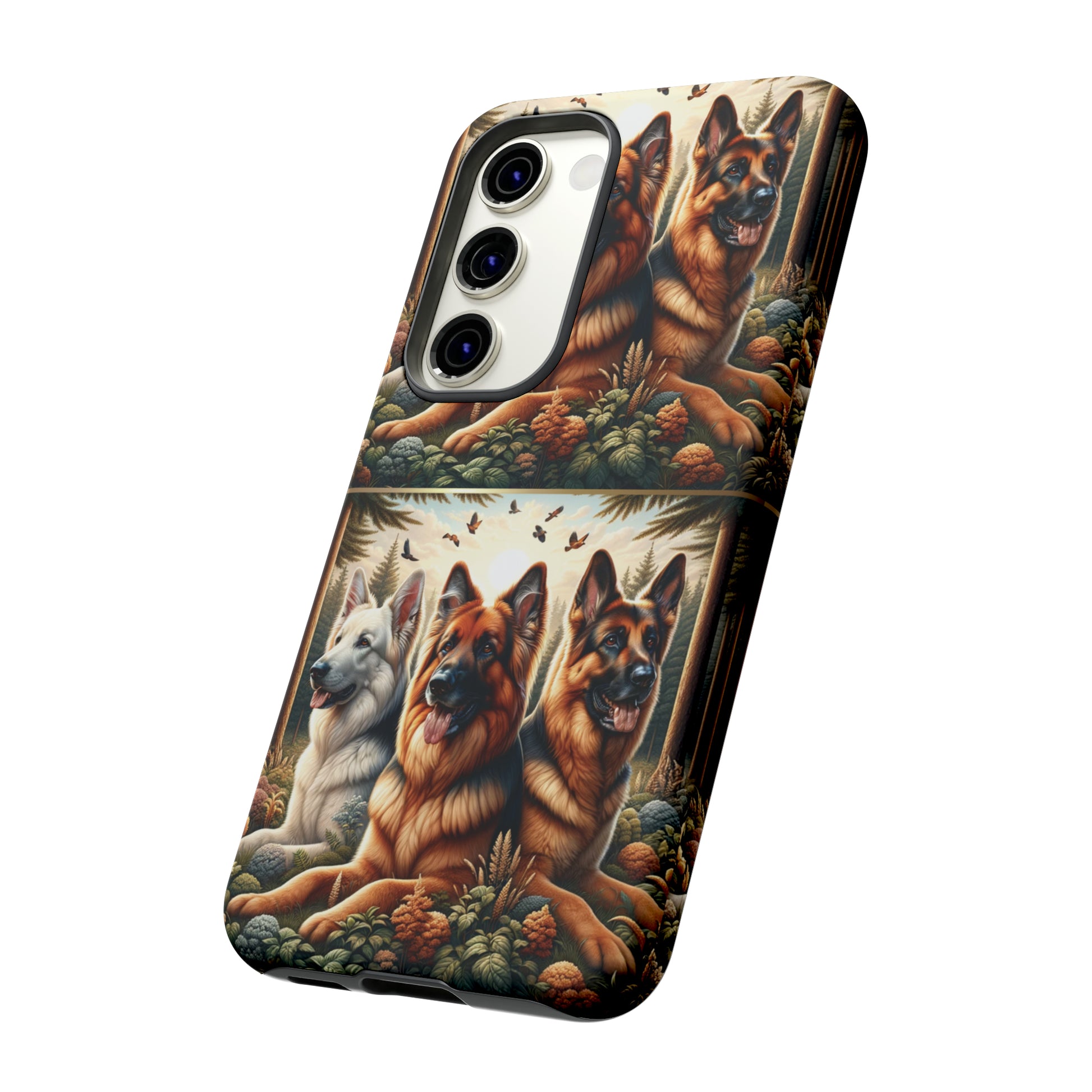 German Shepherd Phone Tough Case Floral Elegant Durable Dog Lover Devices iPhone 15, Samsung iPhone Samsung Accessory Gift for Her.