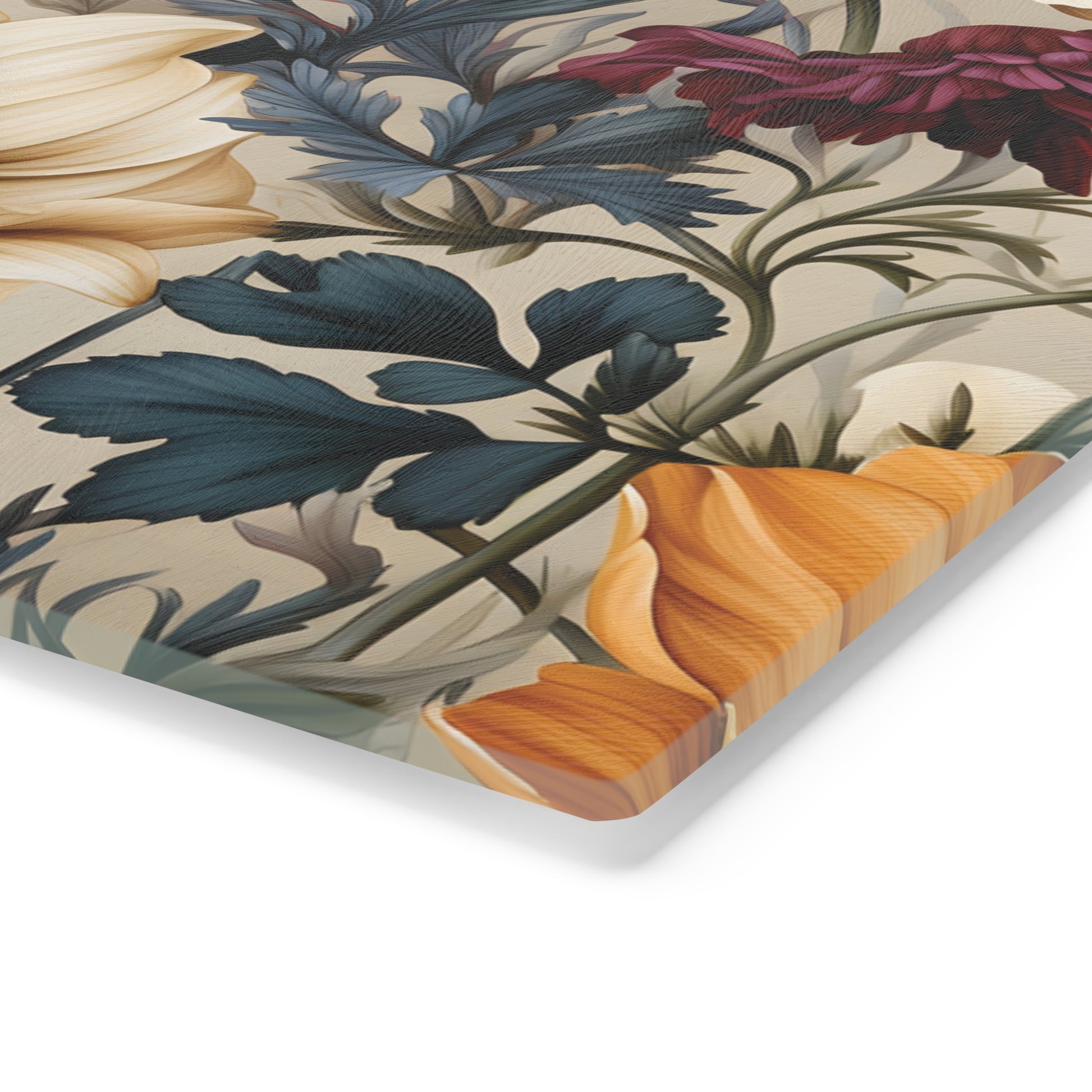 Durable Tempered Glass Cutting Board – Elegant Winter Floral Design | Heat-Resistant, Non-Slip, Stylish Kitchen Decor Navy, Amethyst, White & MorePerfect for Kitchen Prep, Chopping, and Serving with Style - MRSBYVALLE