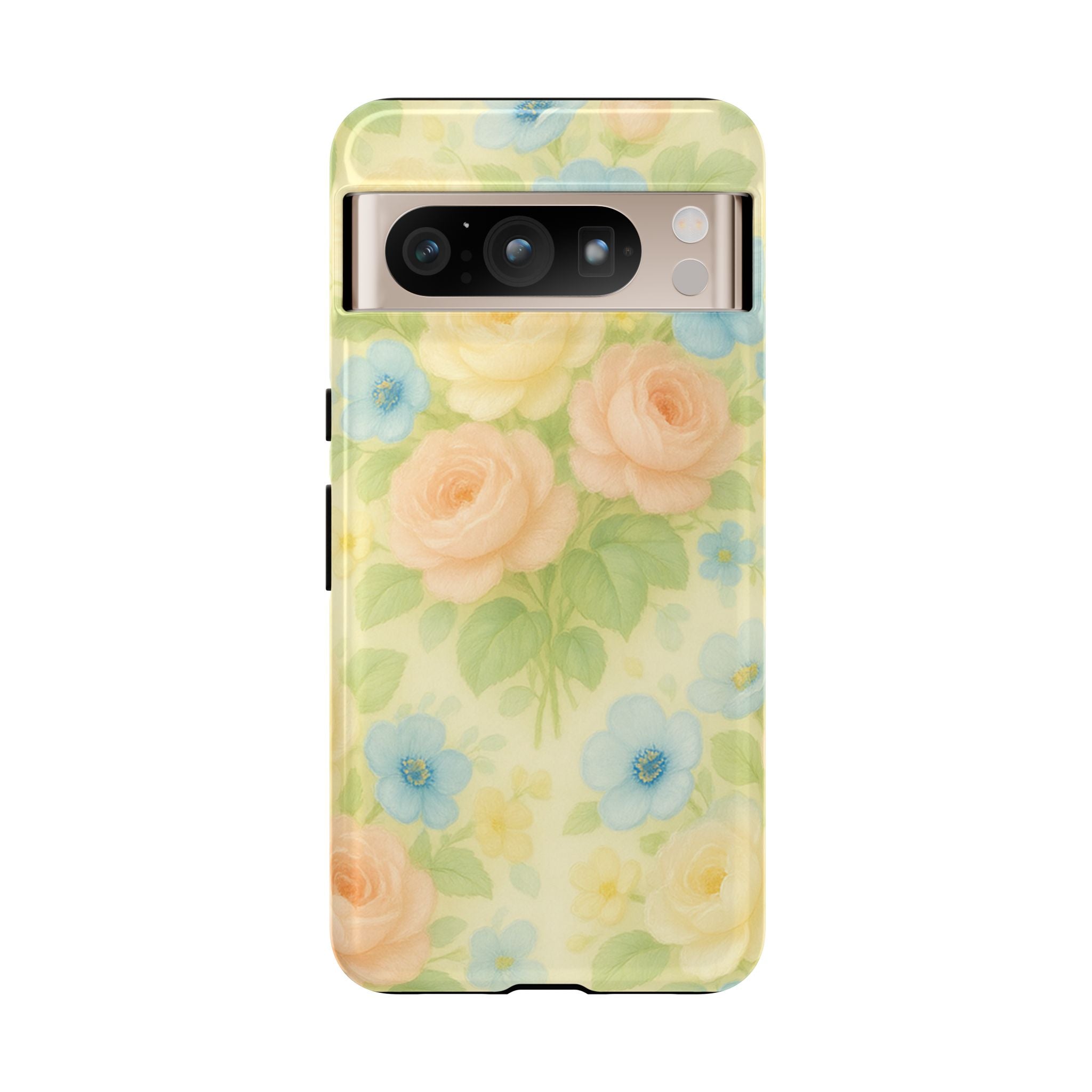Pastel Yellow Vintage Floral Phone Case  Romantic Cottagecore Aesthetic, Soft Botanical Design, Protective Gift for Her, Fits iPhone & Samsung Models