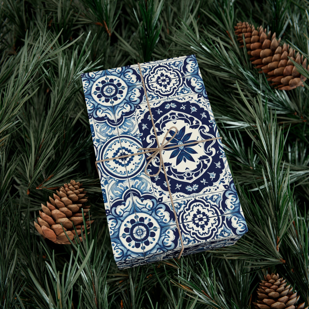 Blue Tile Design Wrapping Paper Pink Elegance Perfect for Gifts Weddings, Bridal Baby Showers, Mother's Day, Christmas All Occasion - MRSBYVALLE